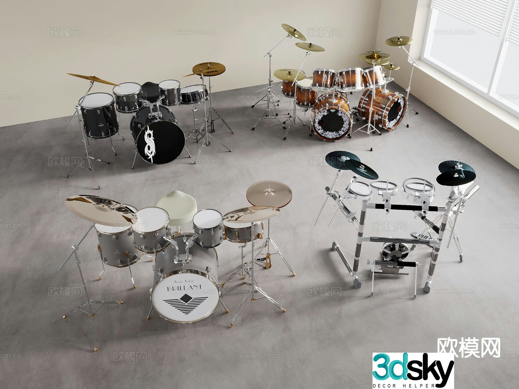 musical instrument drum set drum set 3d model