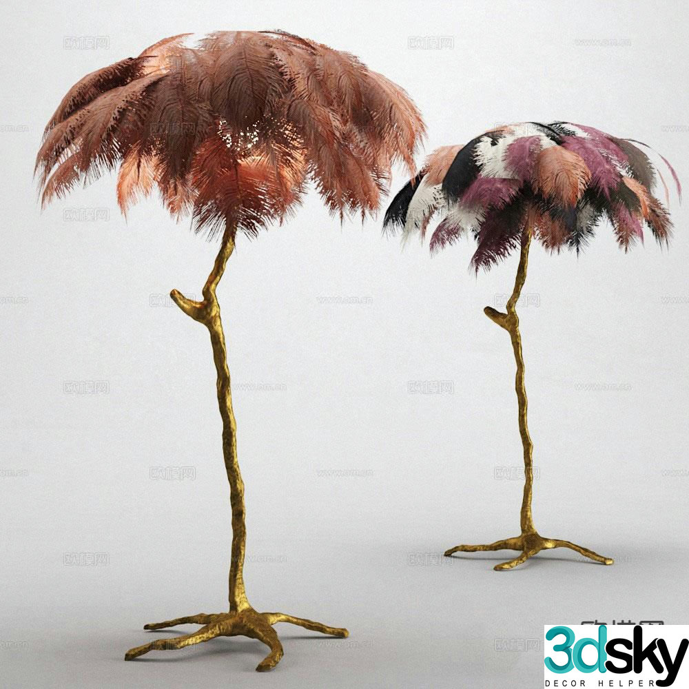Feather table lamp creative table lamp 3d model