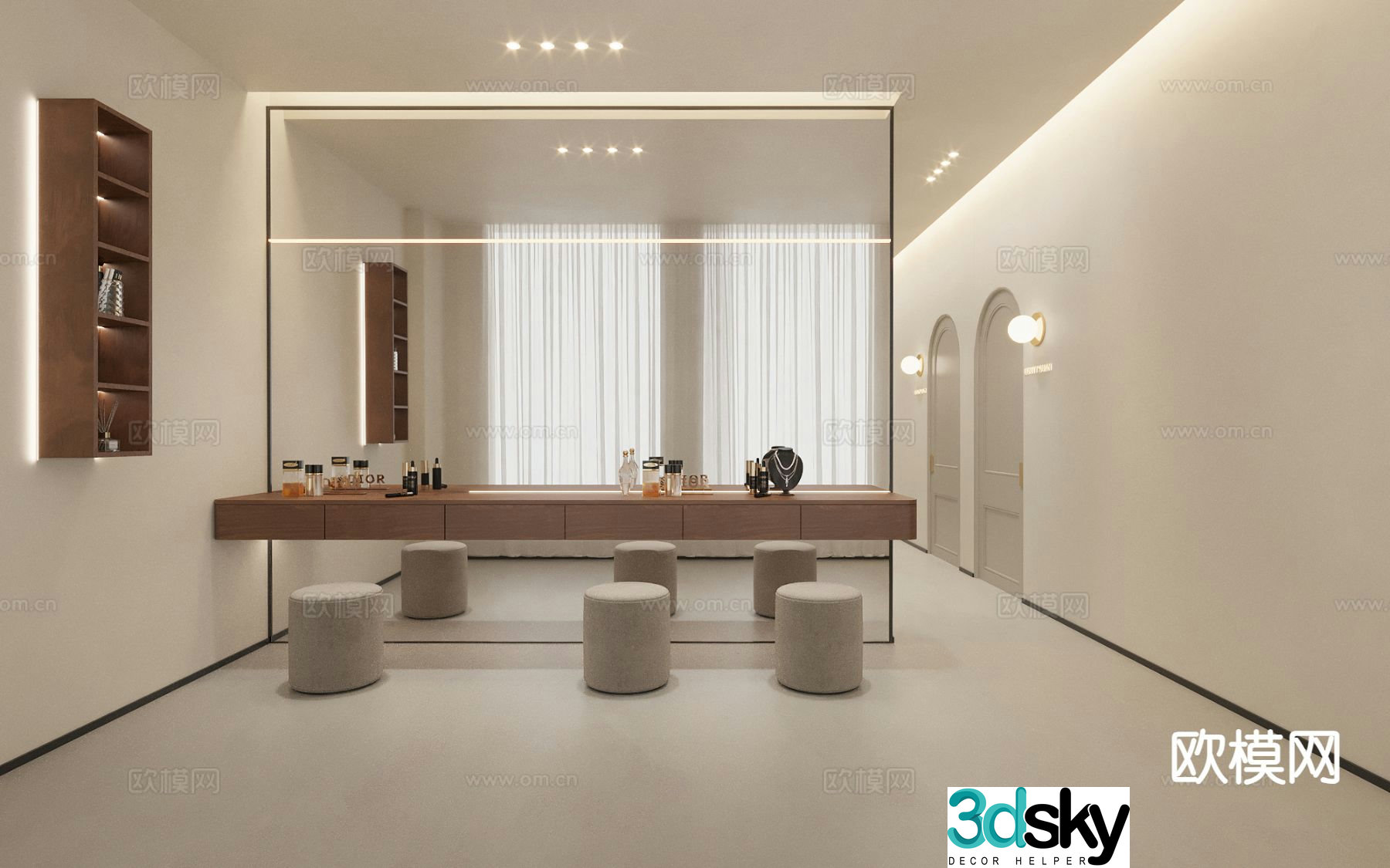 Light luxury dressing table makeup table 3d model