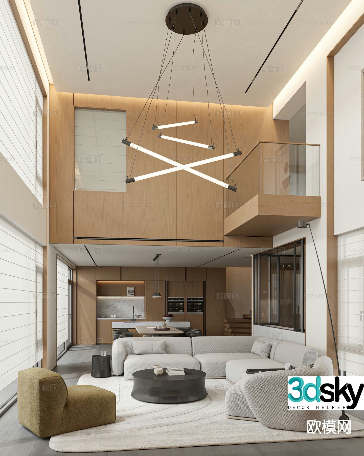 Modern villa guest dining room 3D model