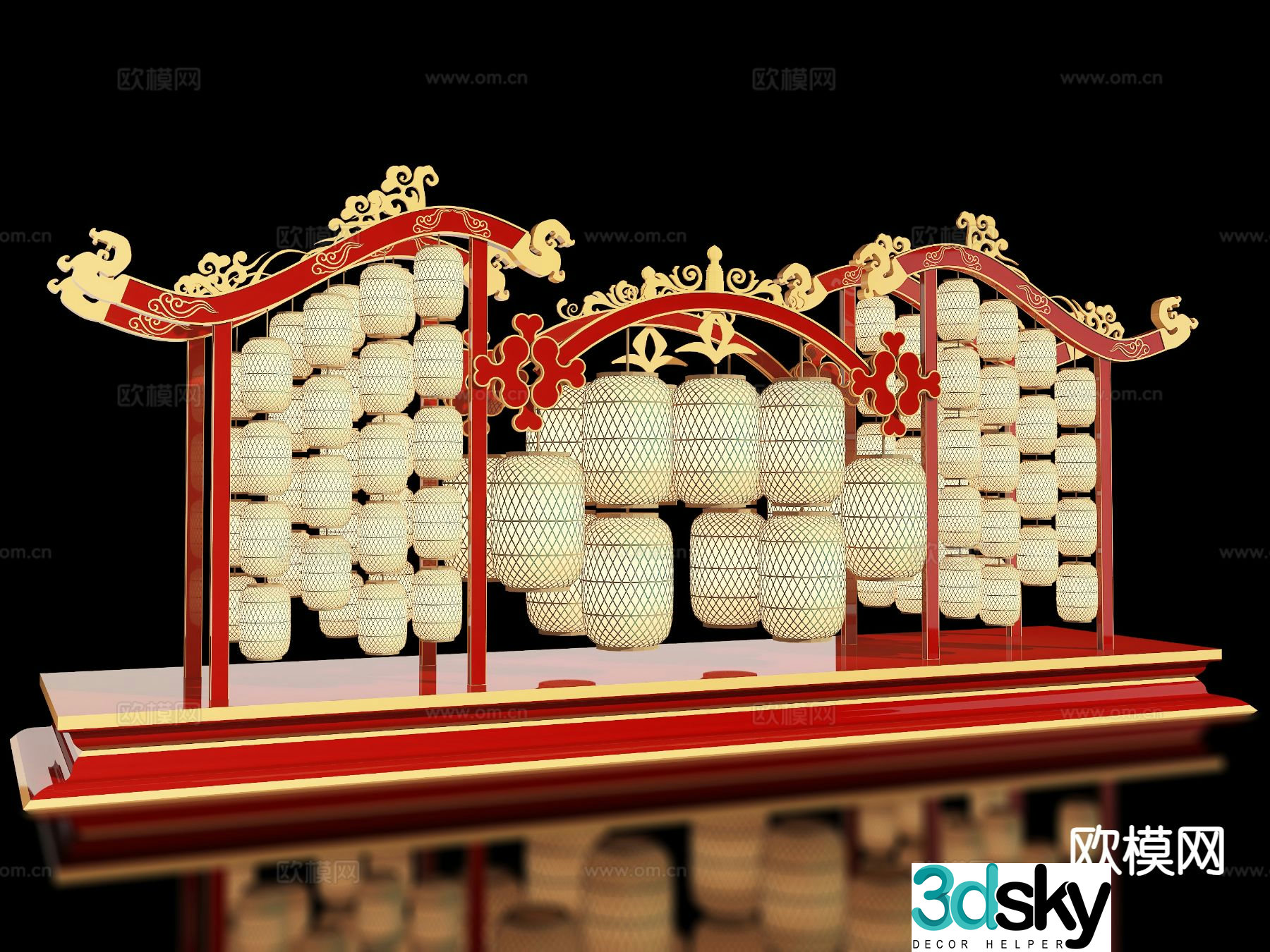 New Chinese style lantern device Meichen 3D model