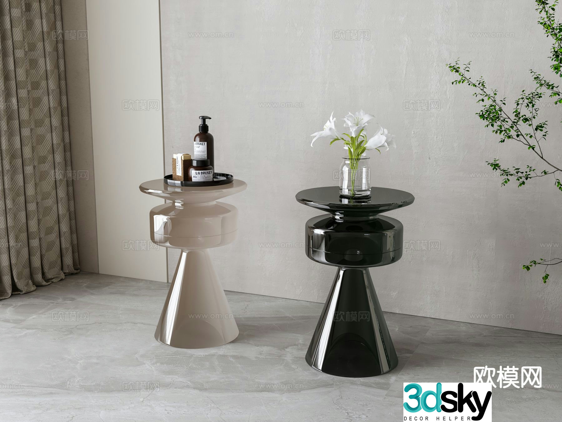 Acrylic corner table side table round table table table 3D model