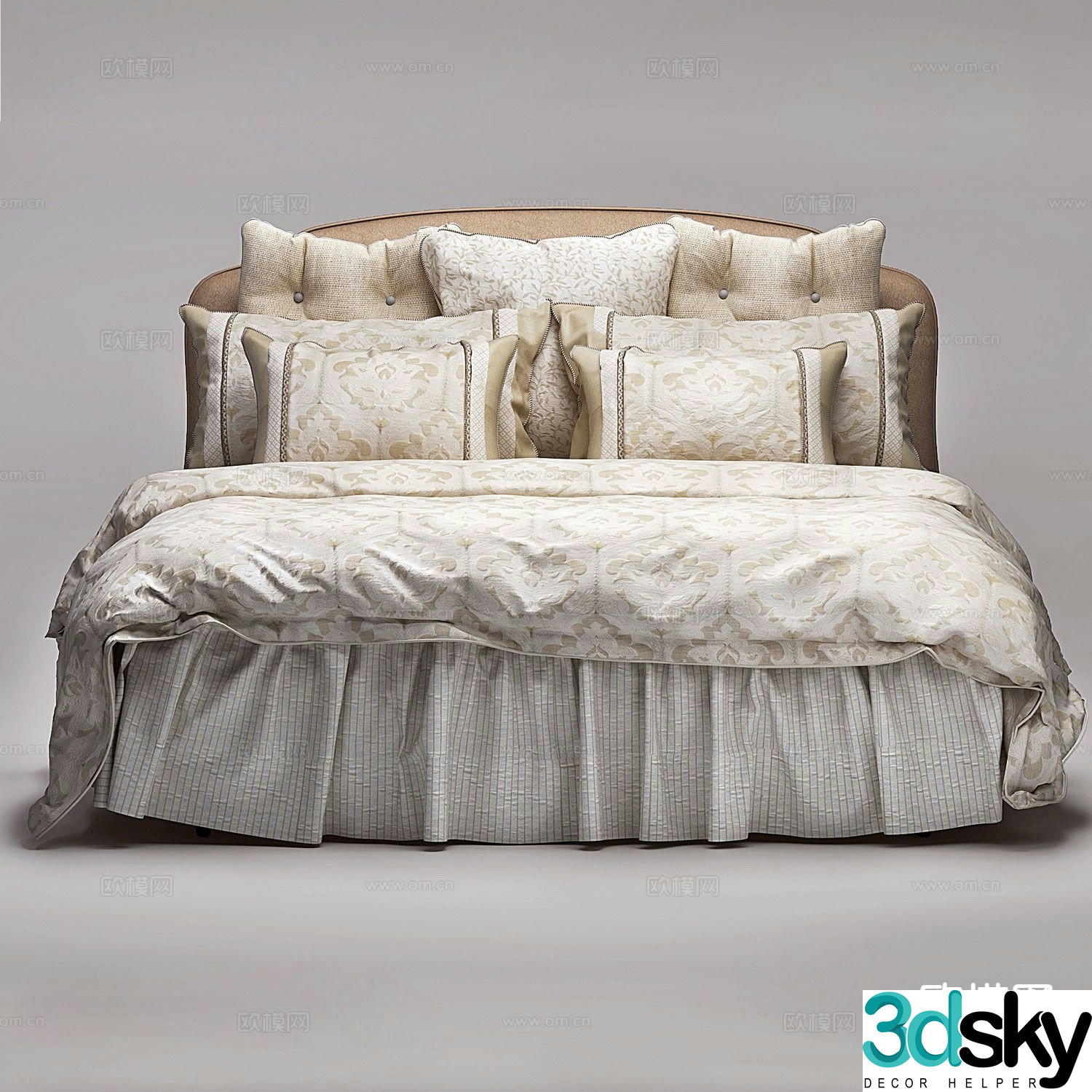 European style bed double bed 3d model