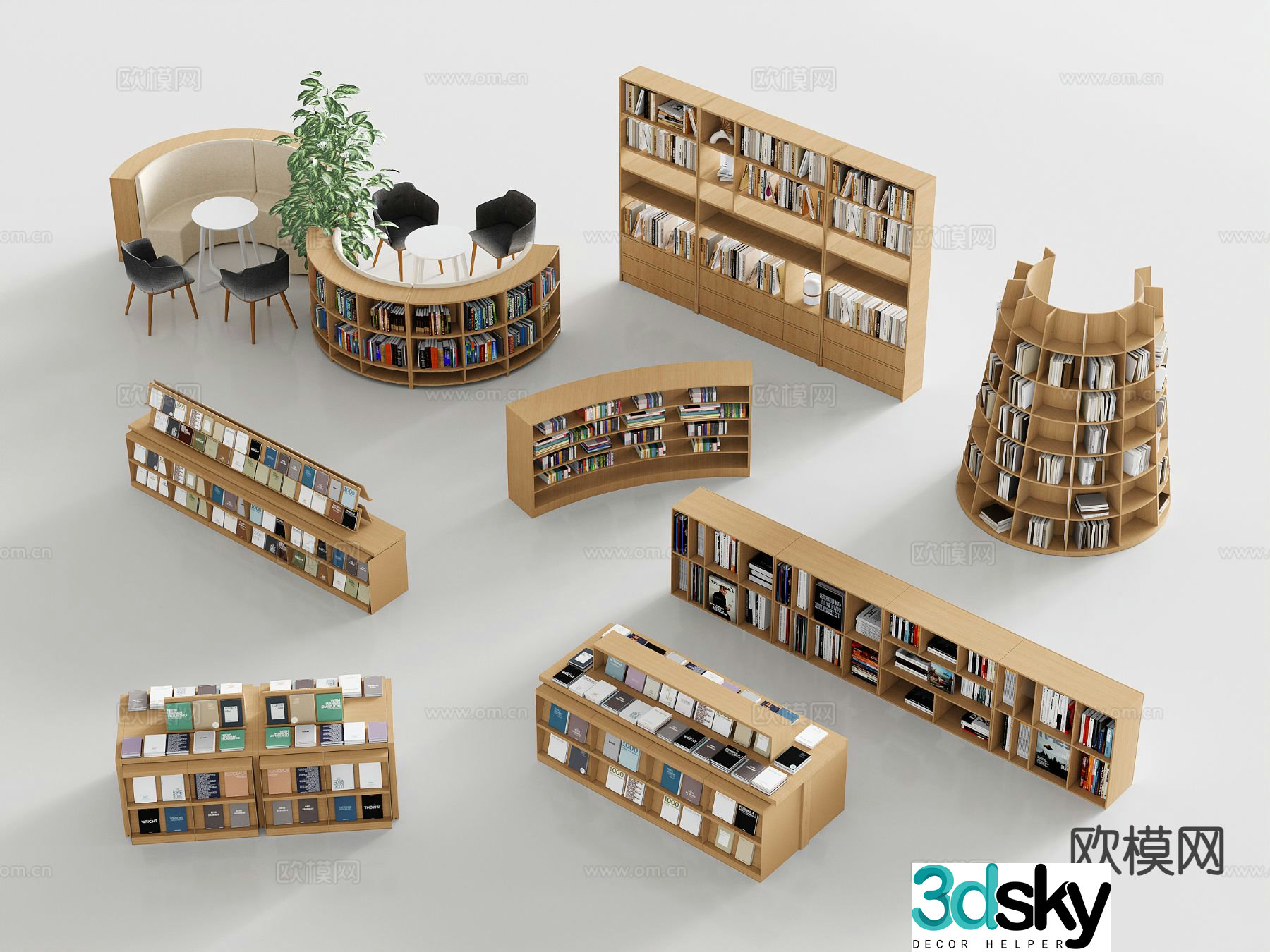 Modern bookshelf storage rack display rack display cabinet bookcase 3d model