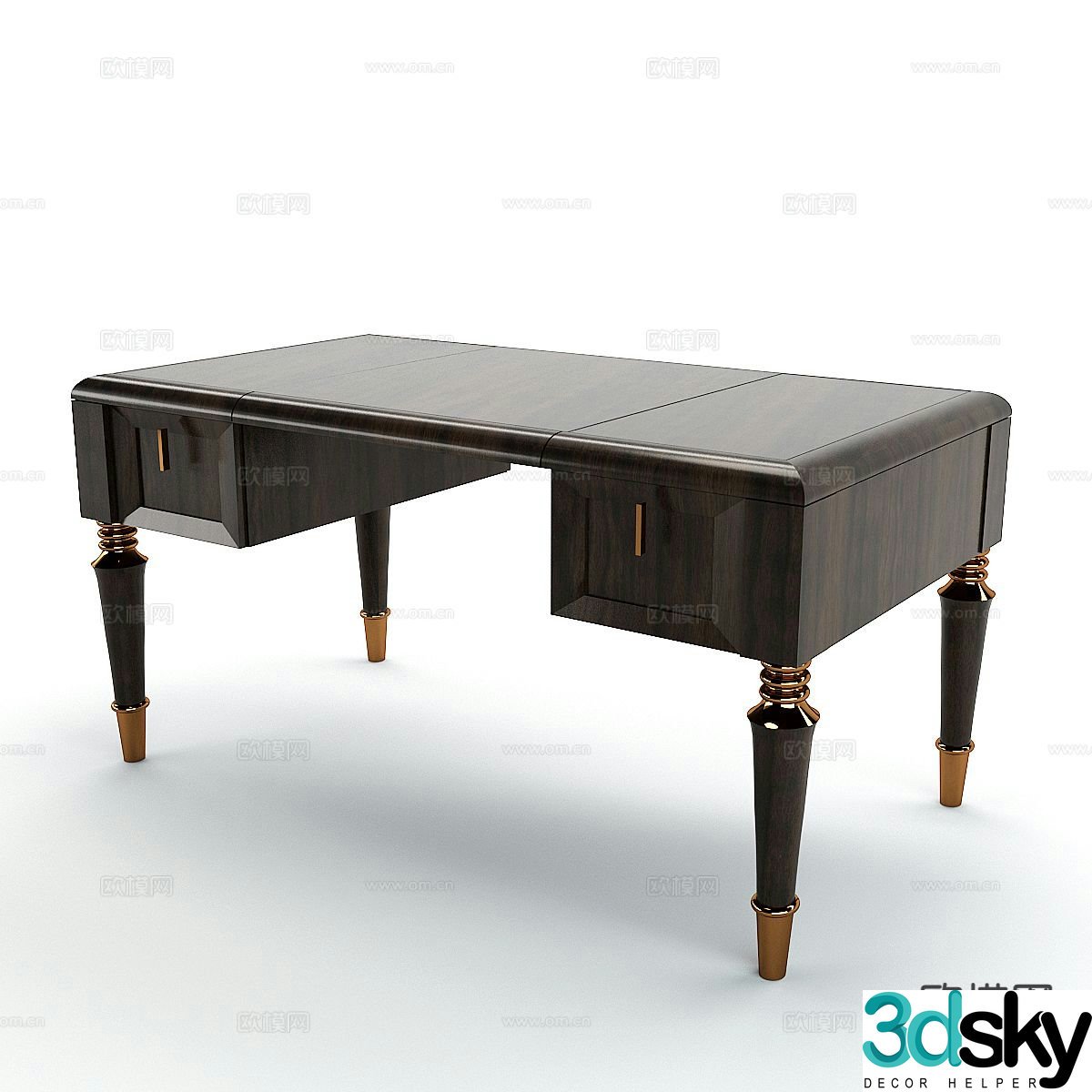 American desk writing desk 3d model
