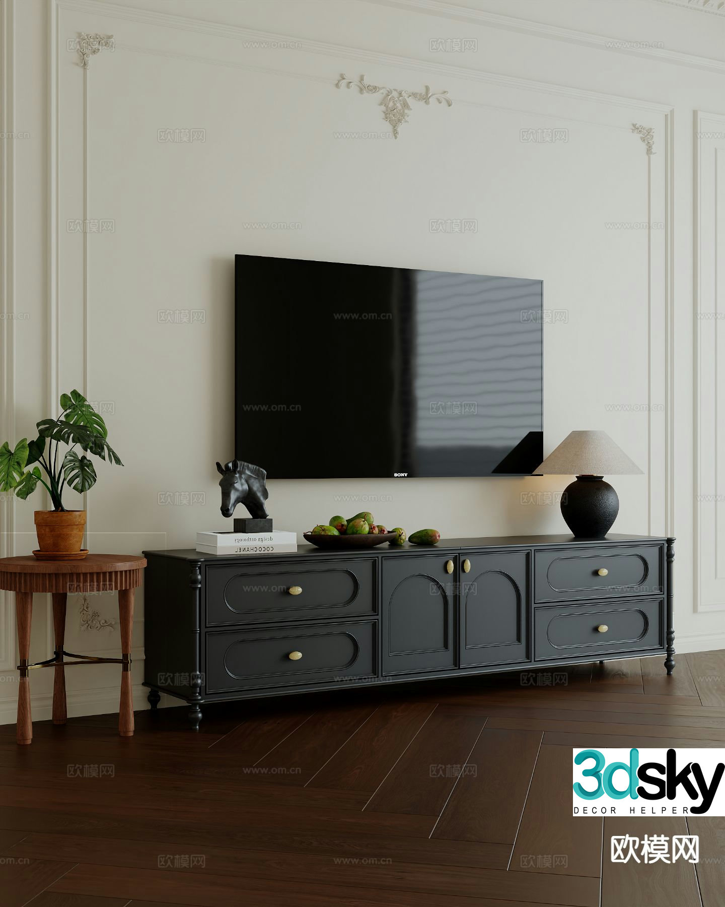 French retro TV cabinet 3d model