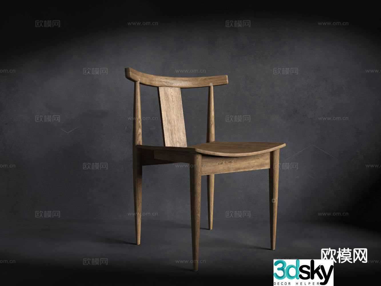 Single chair solid wood chair tea chair leisure chair 3d model