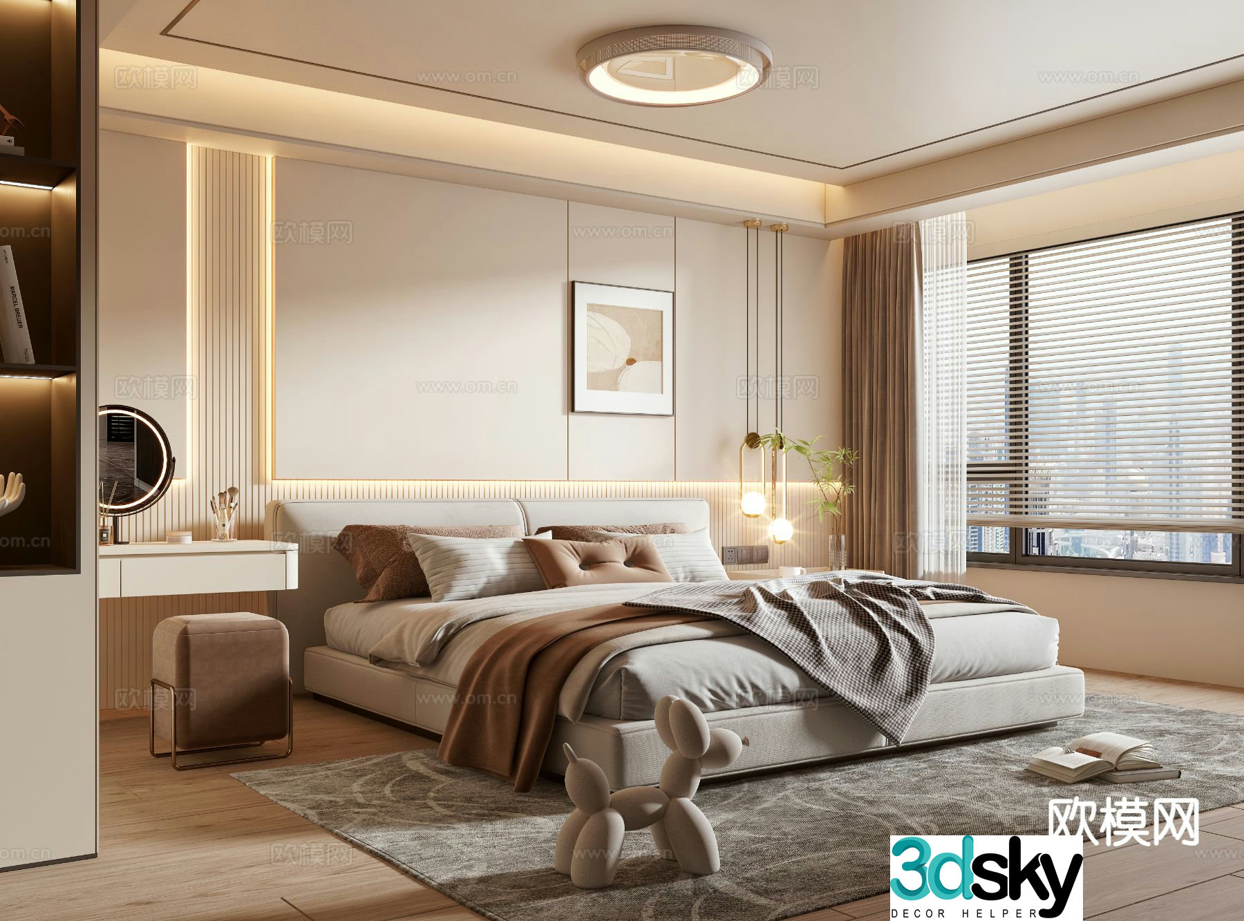 Cream style bedroom master bedroom 3d model