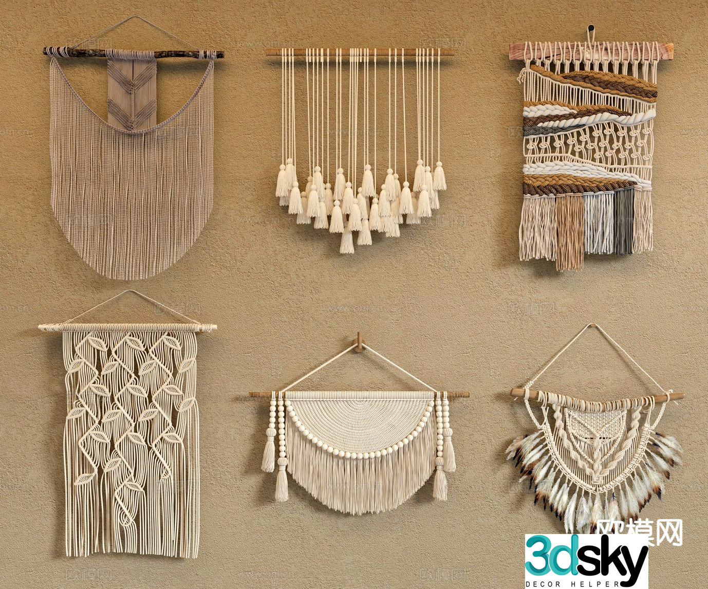 Wabi-sabi tassel wall decoration 3d model