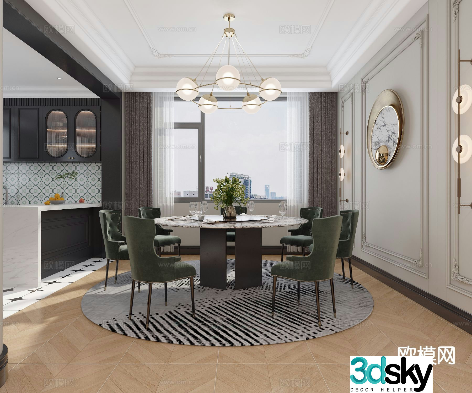 French restaurant open kitchen 3d model