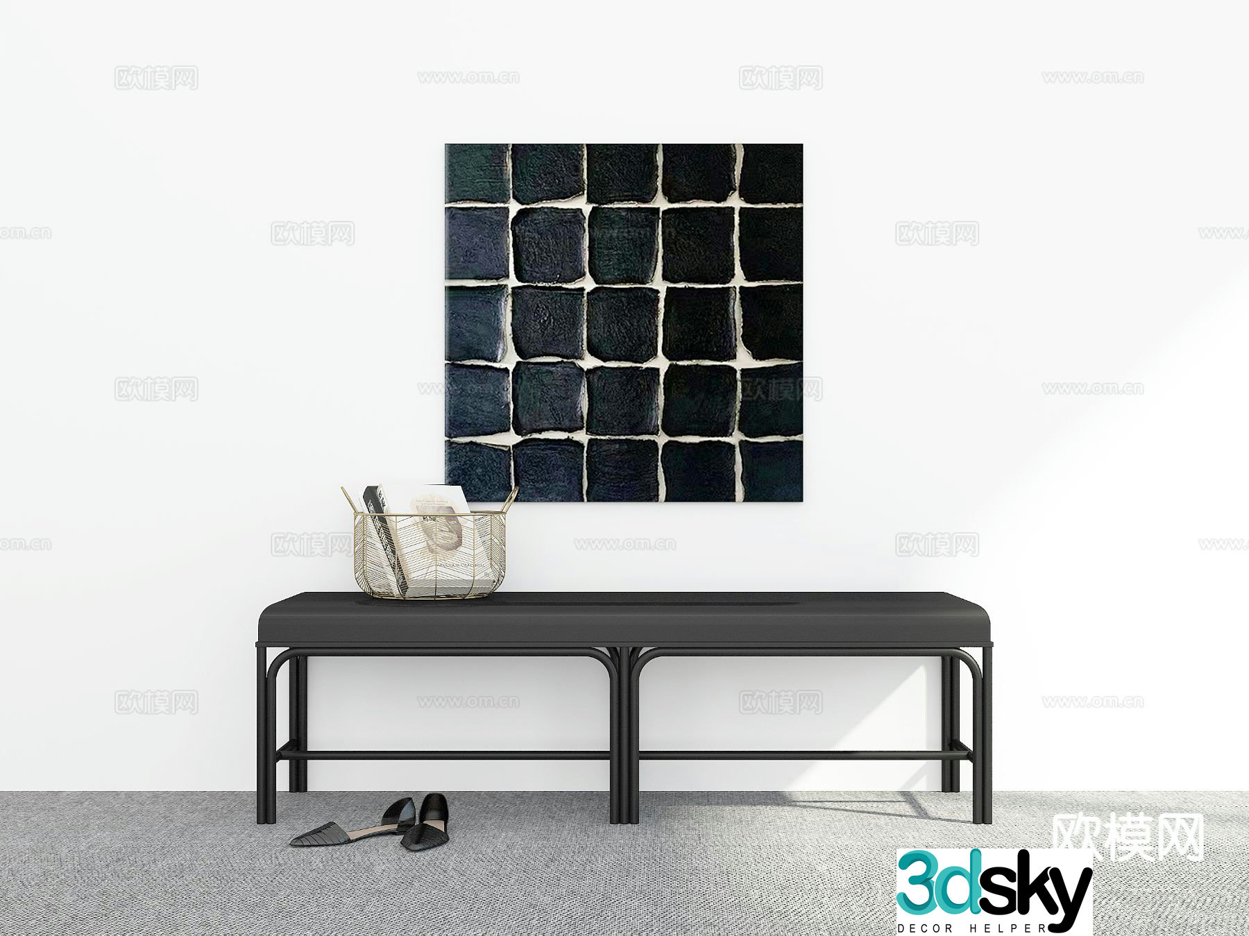 Modern stool bench shoe changing stool 3d model