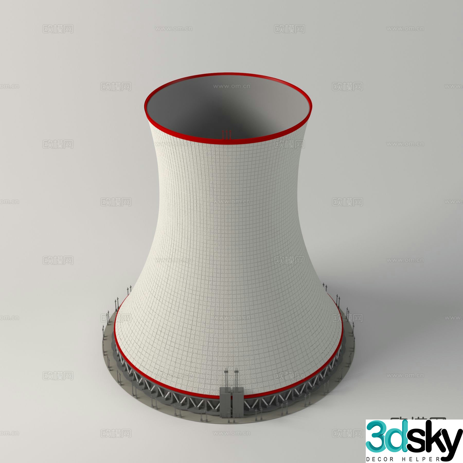 Industrial cooling tower chimney 3d model