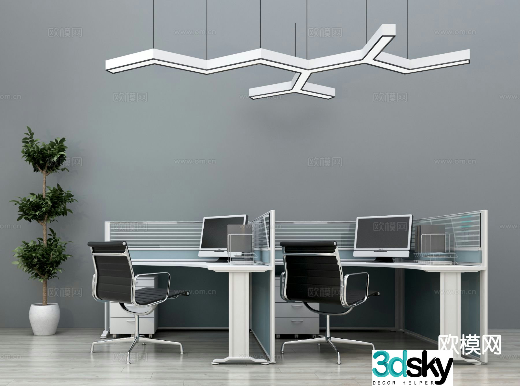 Modern office desk and chair desk 3D model