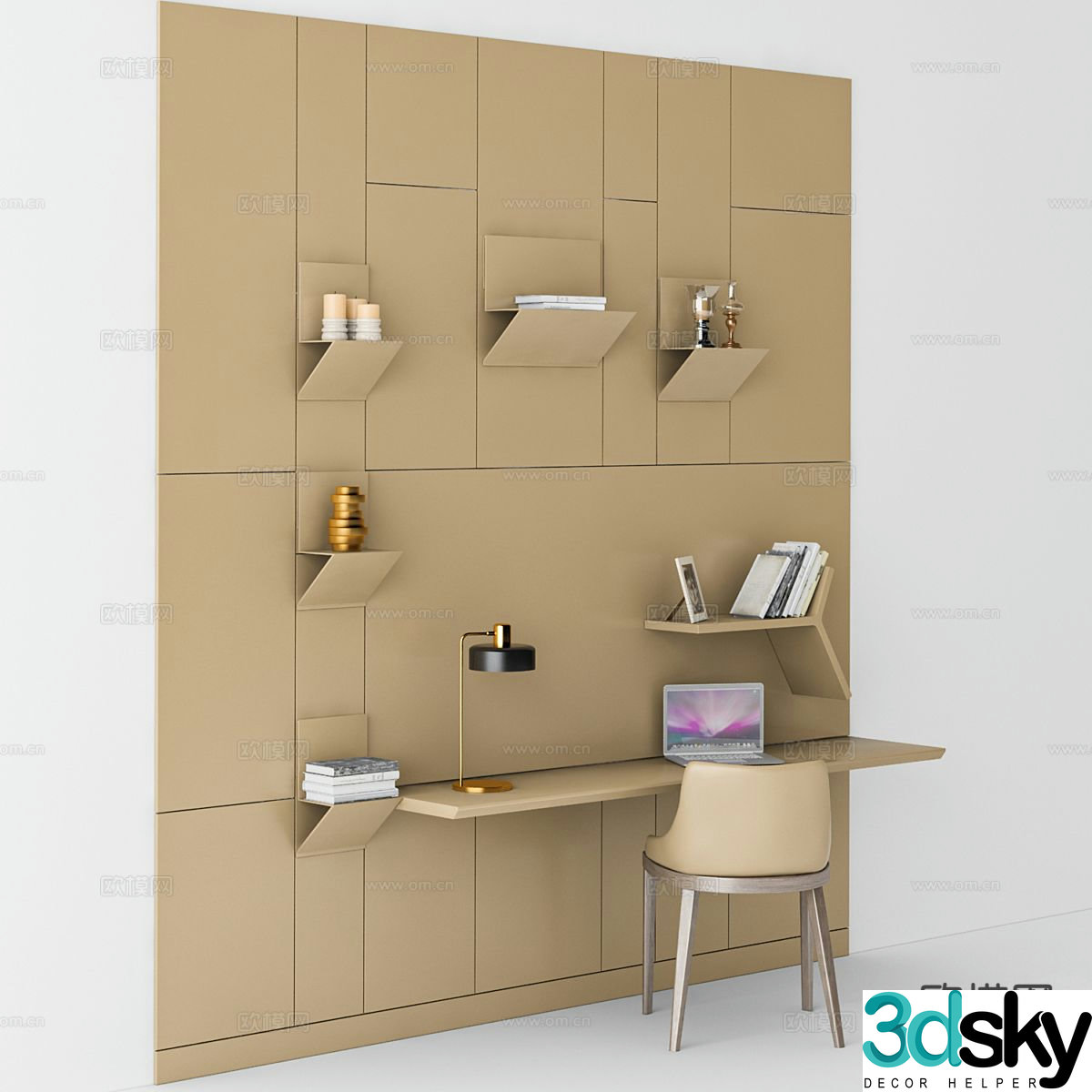 Modern desk writing desk computer desk 3d model