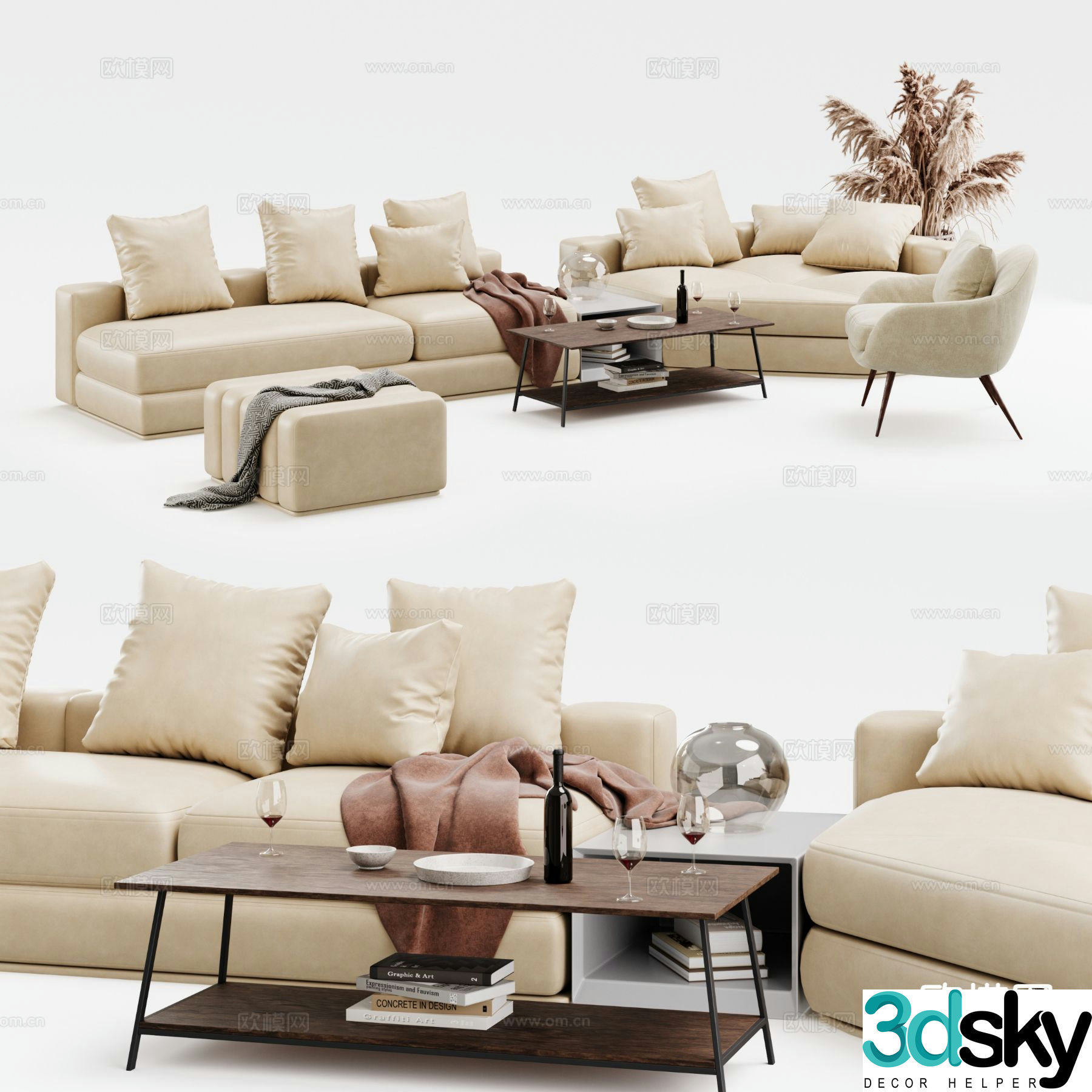 Modern sectional sofa 3d model