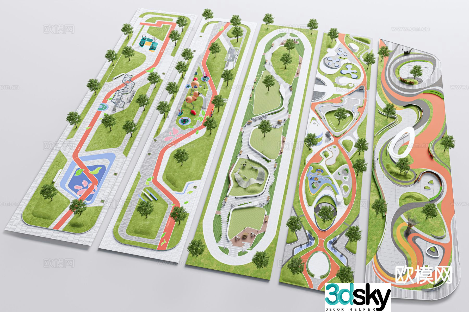 Pocket Park Linear Park Activity Plaza 3D model