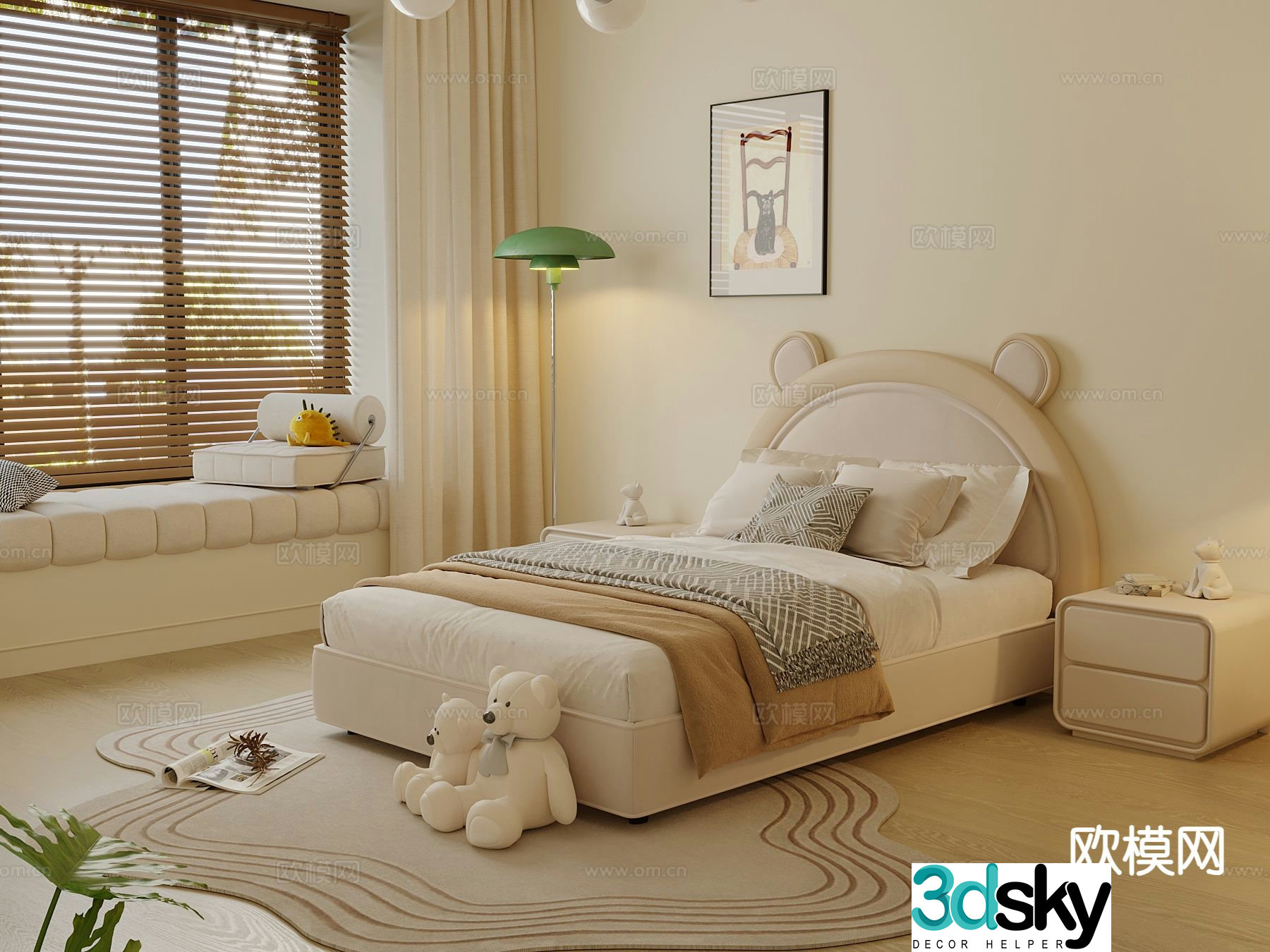 Cream style children’s bed child’s bed 3d model