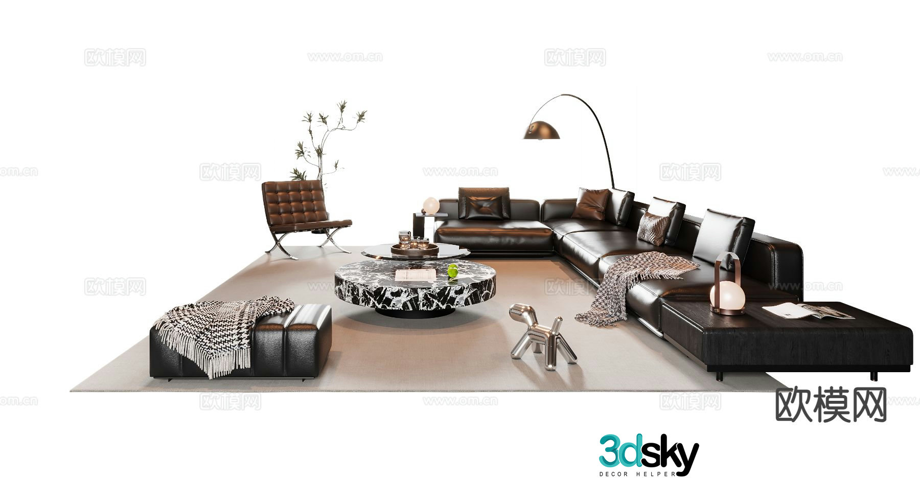 Italian sectional sofa 3d model
