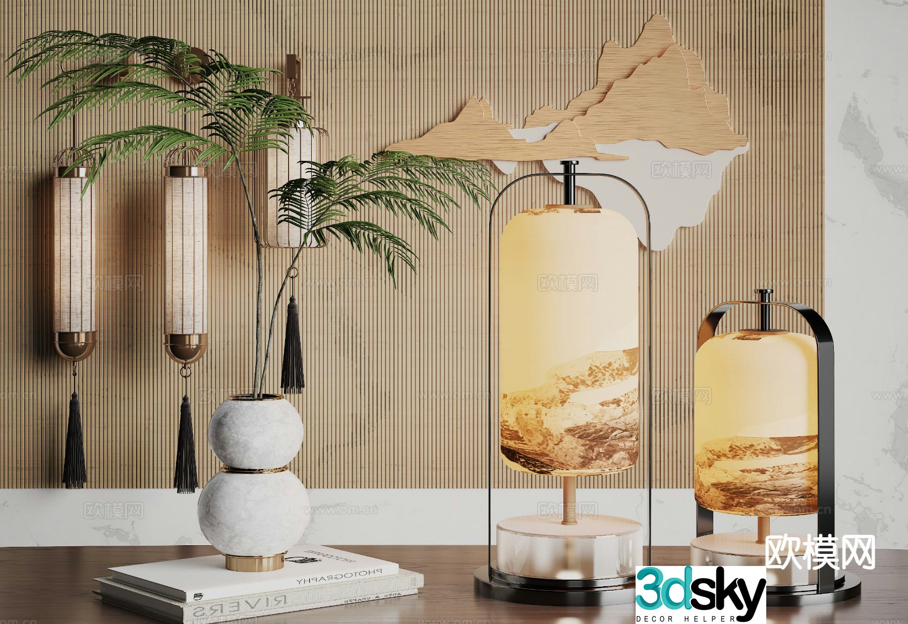 New Chinese style table lamp Zen table lamp 3D model