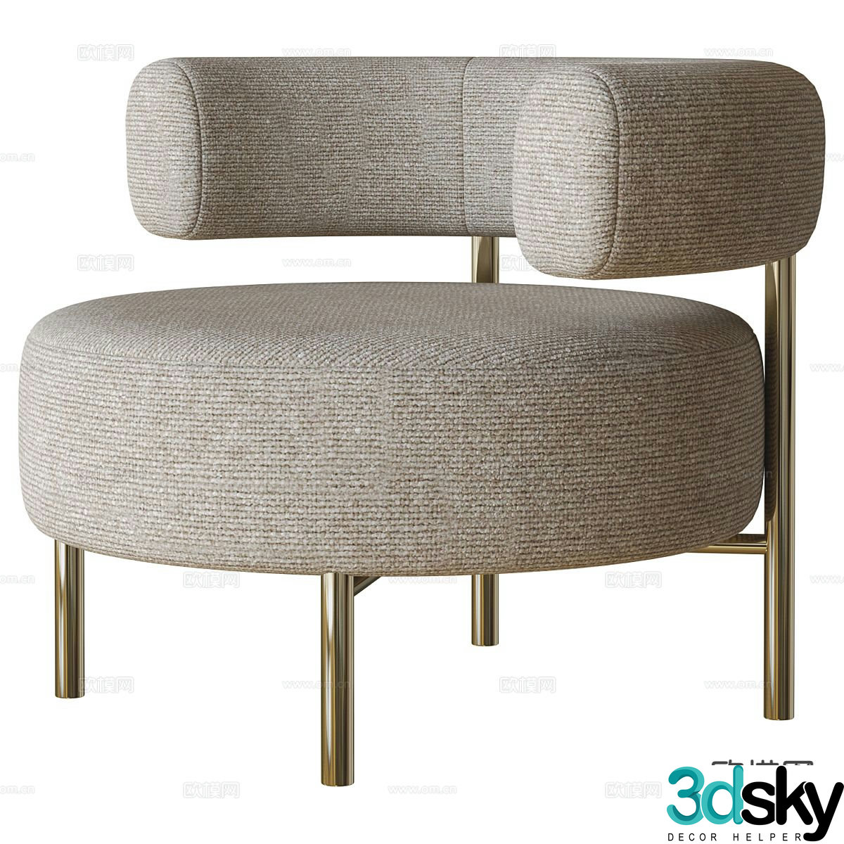 Italian style leisure chair armchair 3d model