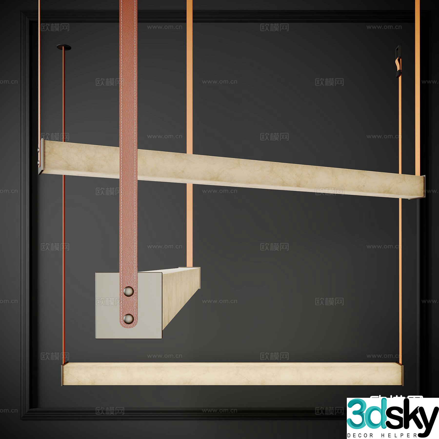Italian long chandelier 3d model