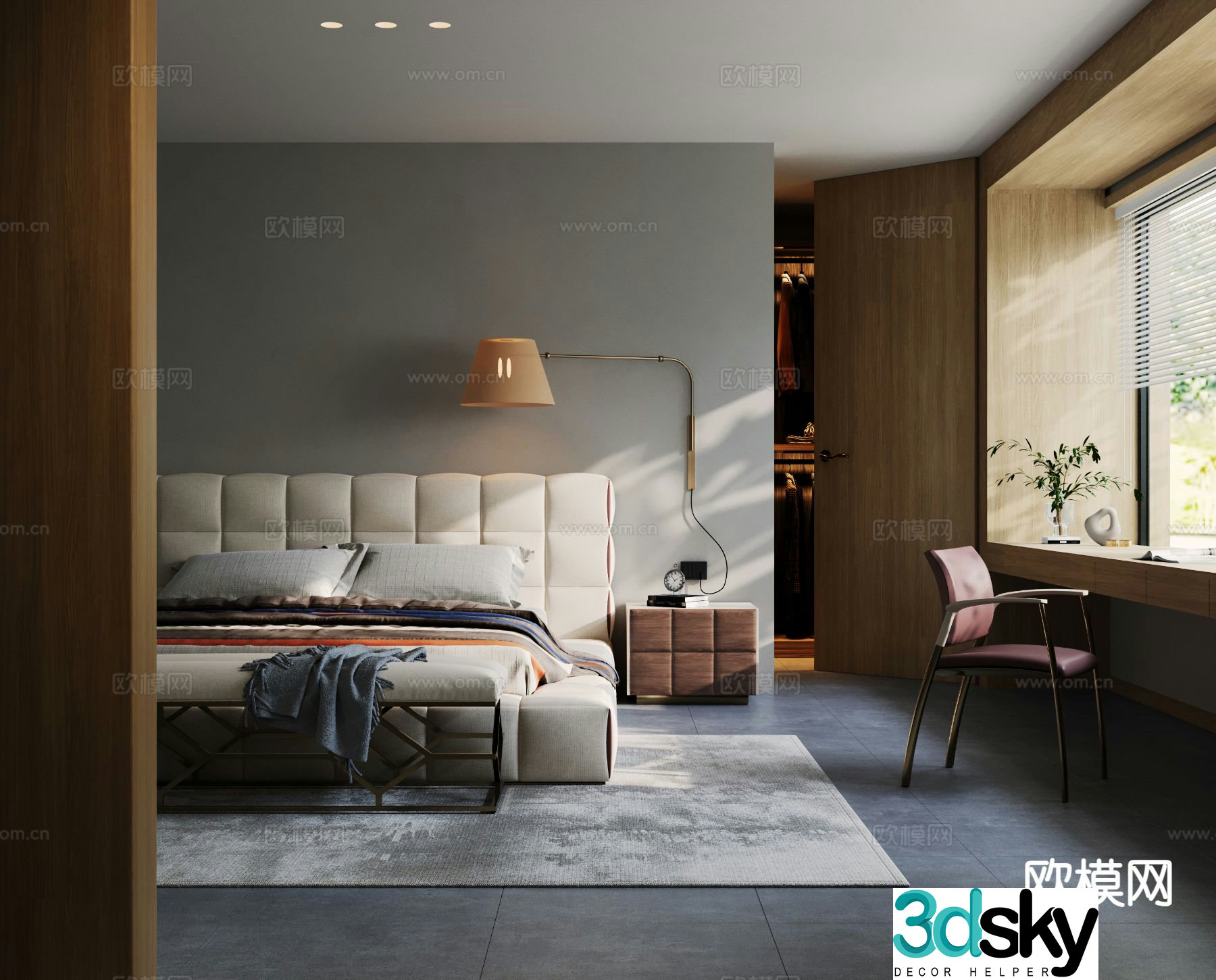 Modern bedroom master bedroom 3d model