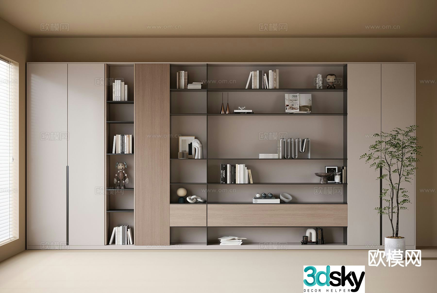Modern bookcase bookshelf 3d model