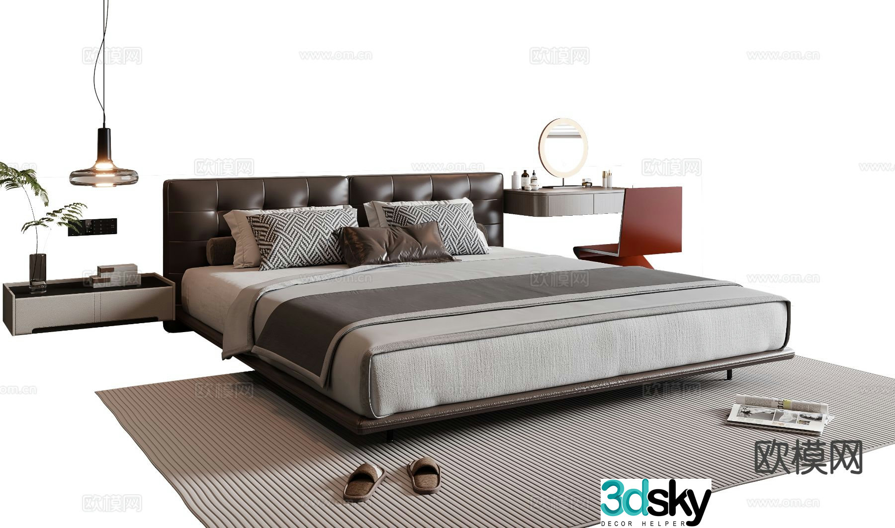 Italian double bed 3d model