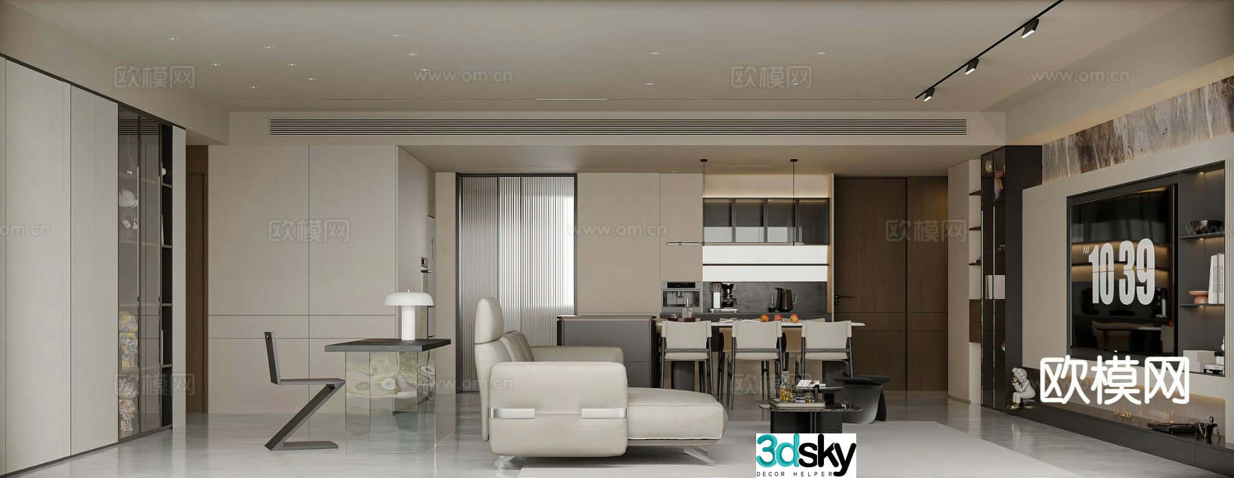 Modern guest restaurant 3d model