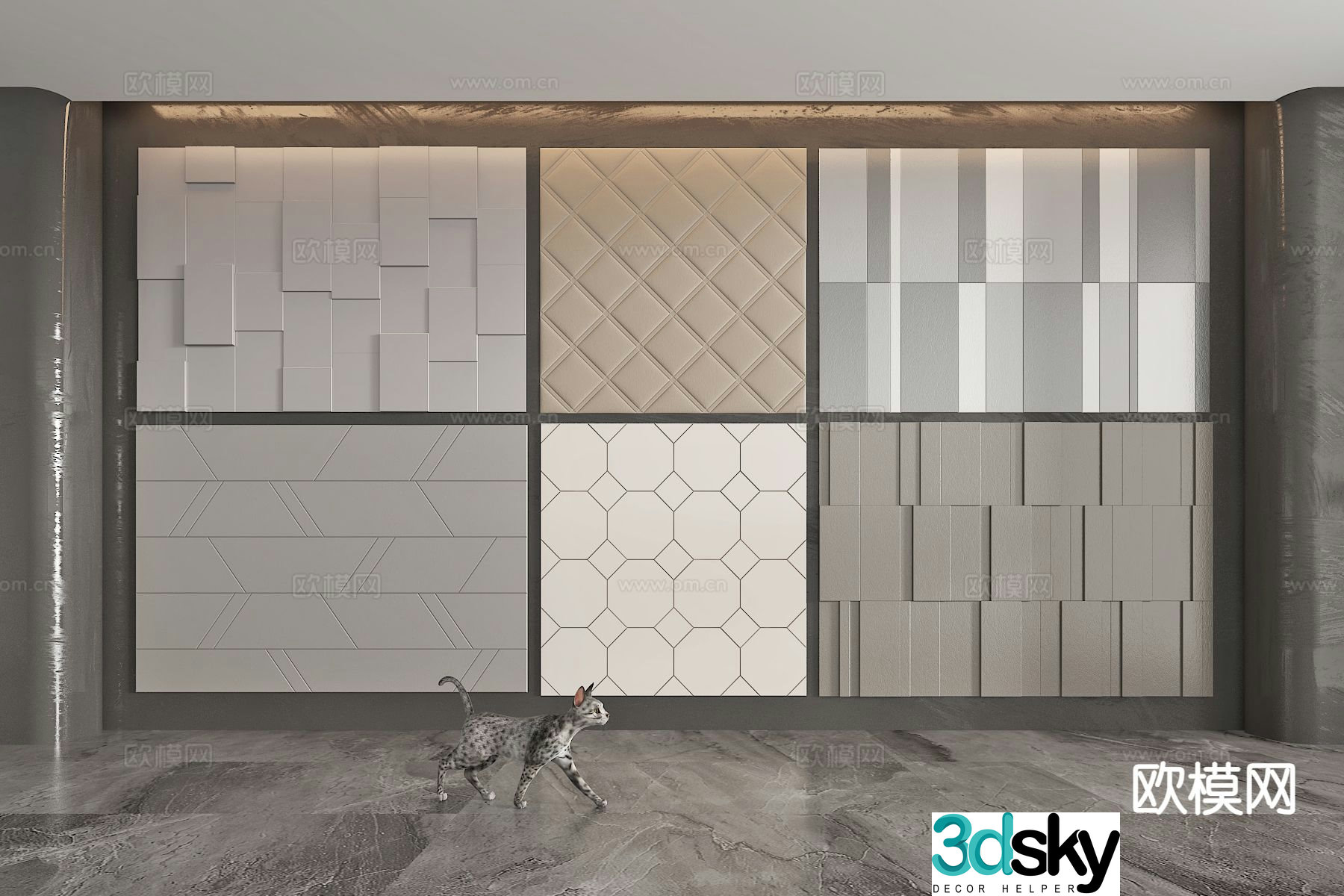 Modern hard package soft package background wainscot 3d model