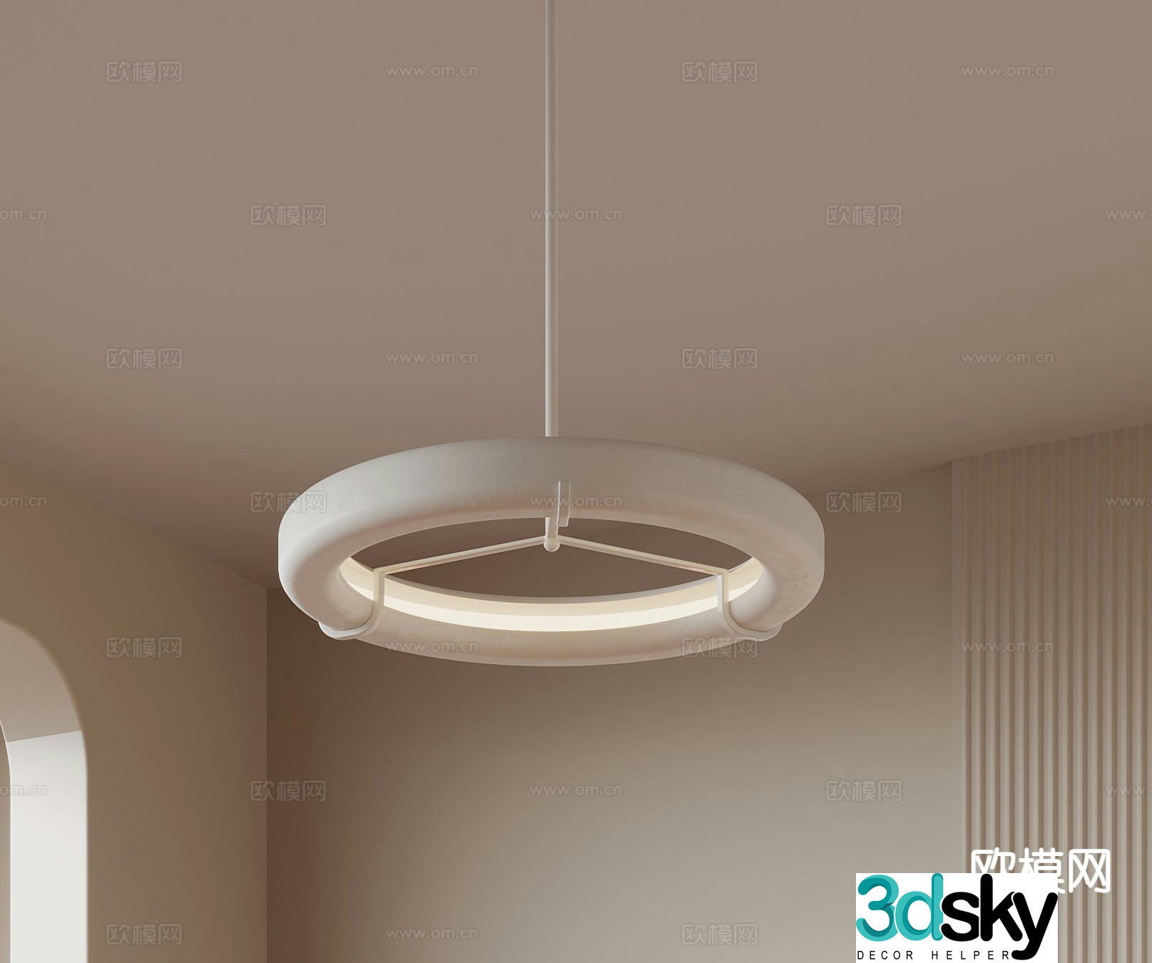 Cream style chandelier 3d model