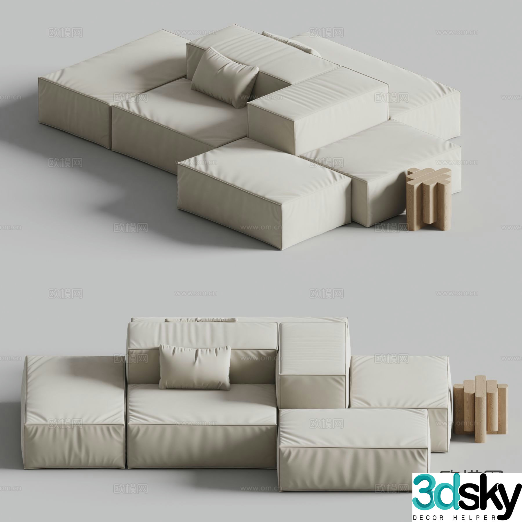 Tradition modular sofa multi-person sofa 3d model