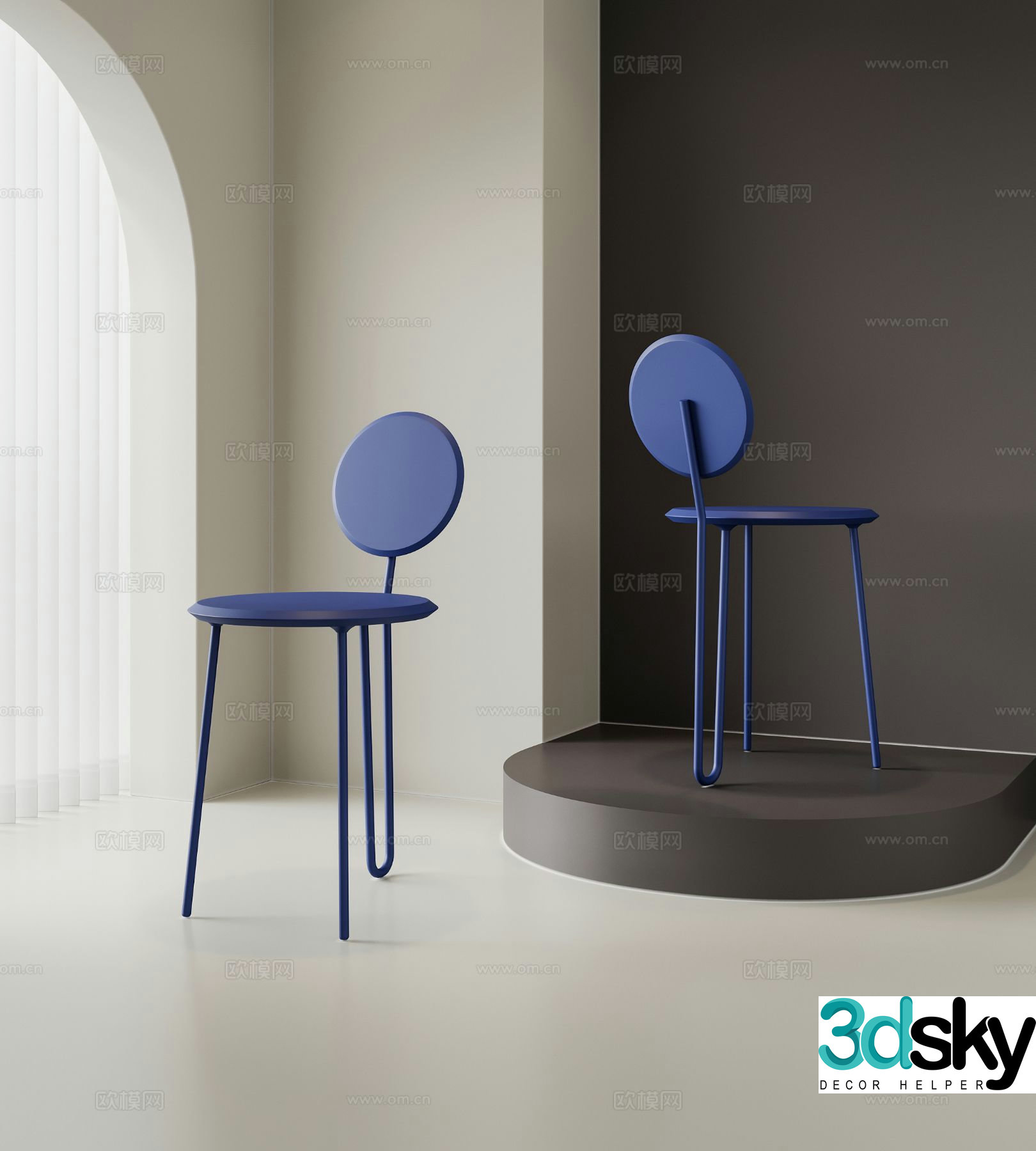 Modern dining chair single chair chair 3d model