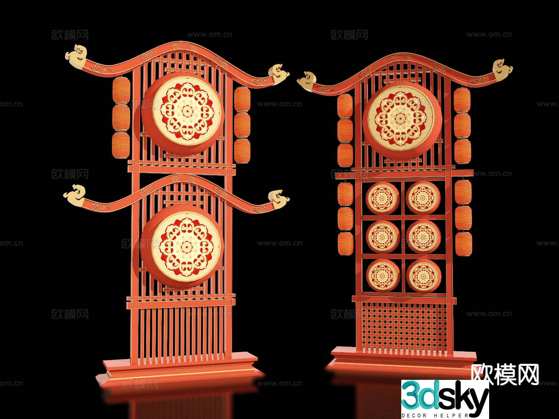 New Chinese style outdoor lantern device Meichen check-in 3D model