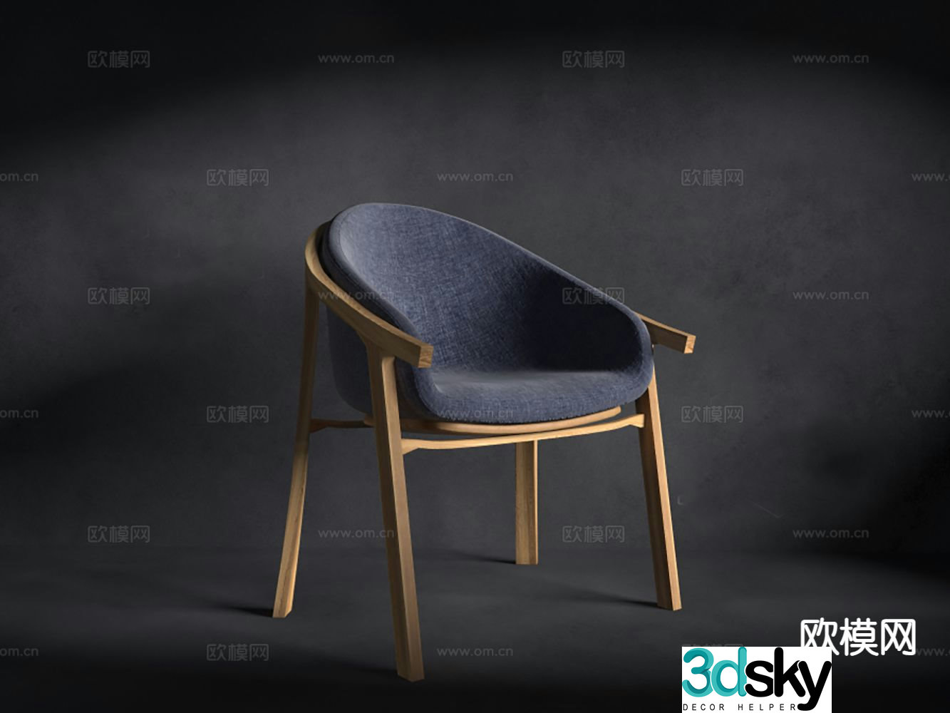 New Chinese style single chair solid wood chair tea chair leisure chair 3d model