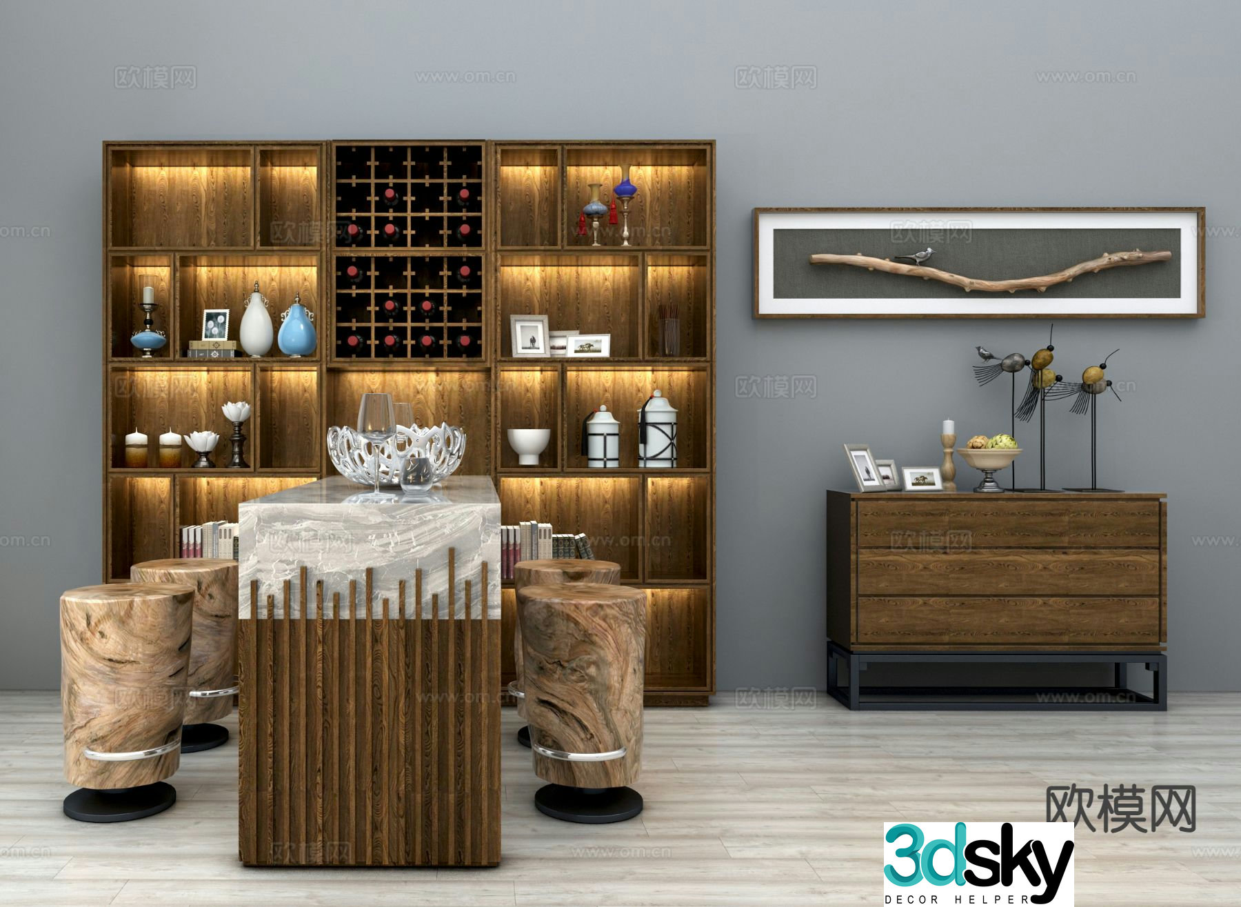 New Chinese style bar bar chair 3d model