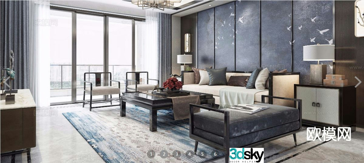 New Chinese style modular sofa 3d model