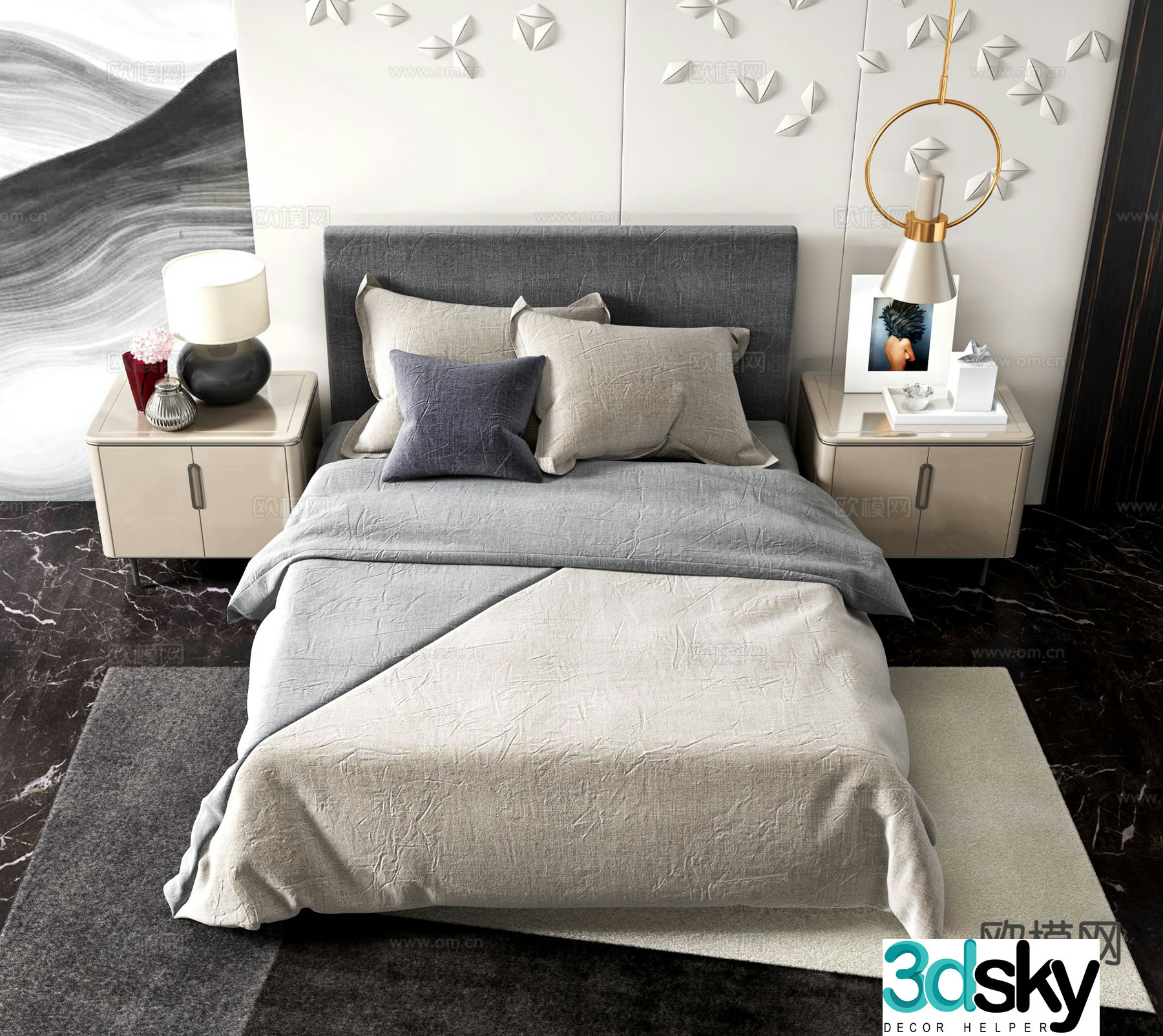 Nordic single bed 3d model