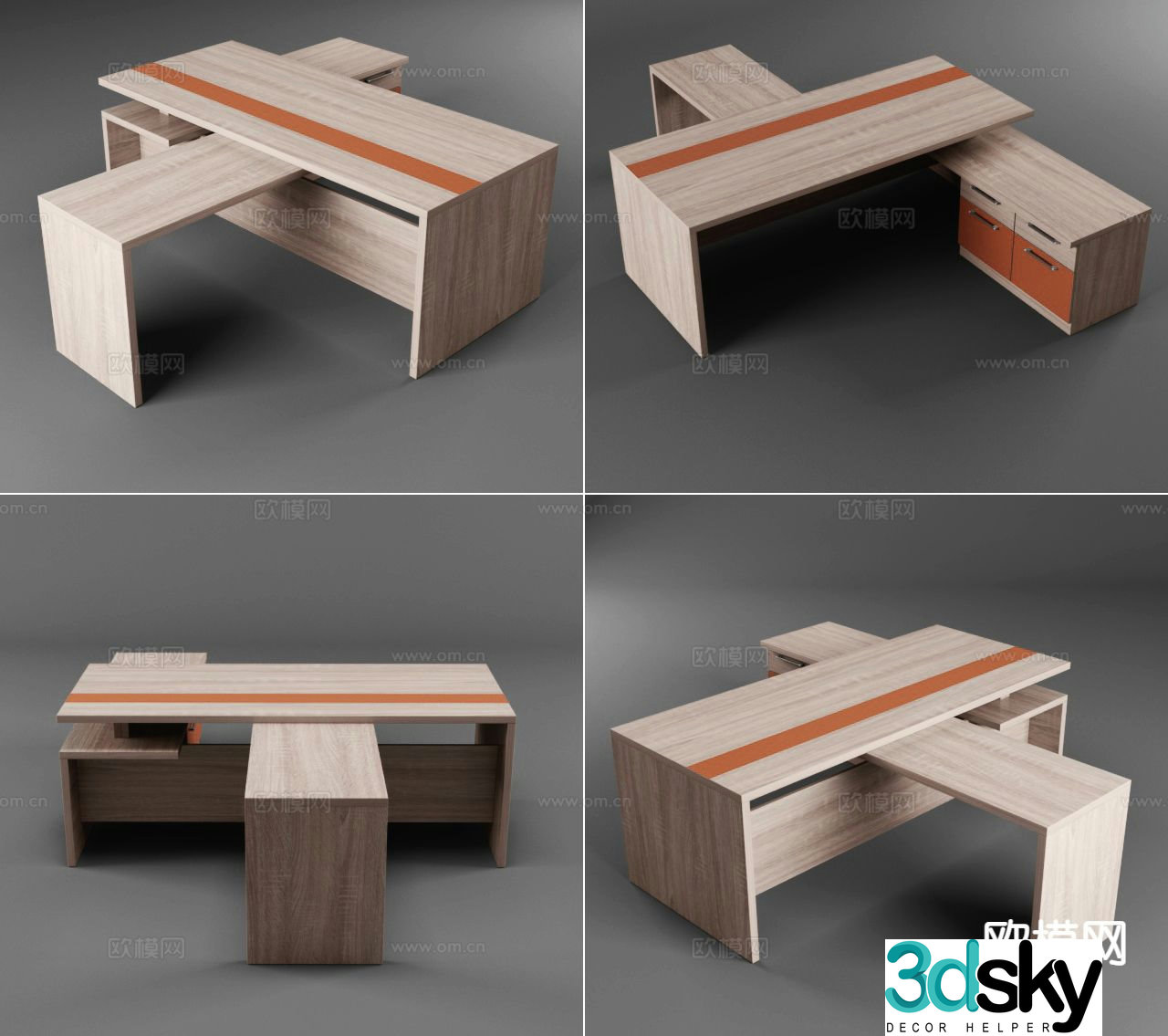 Simple European desk desk desk 3D model