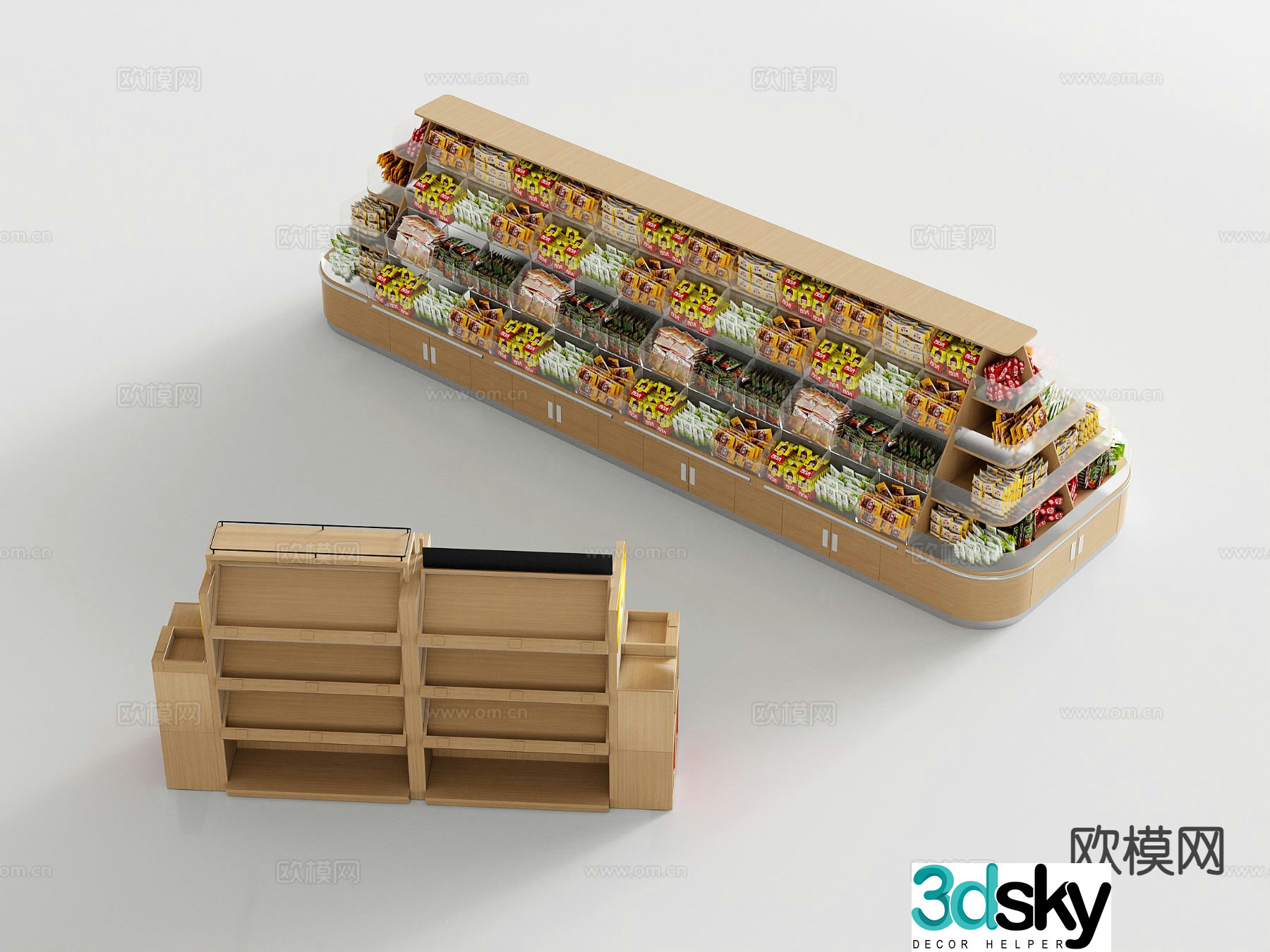 Shopping mall supermarket container shelf shelf snack rack 3d model