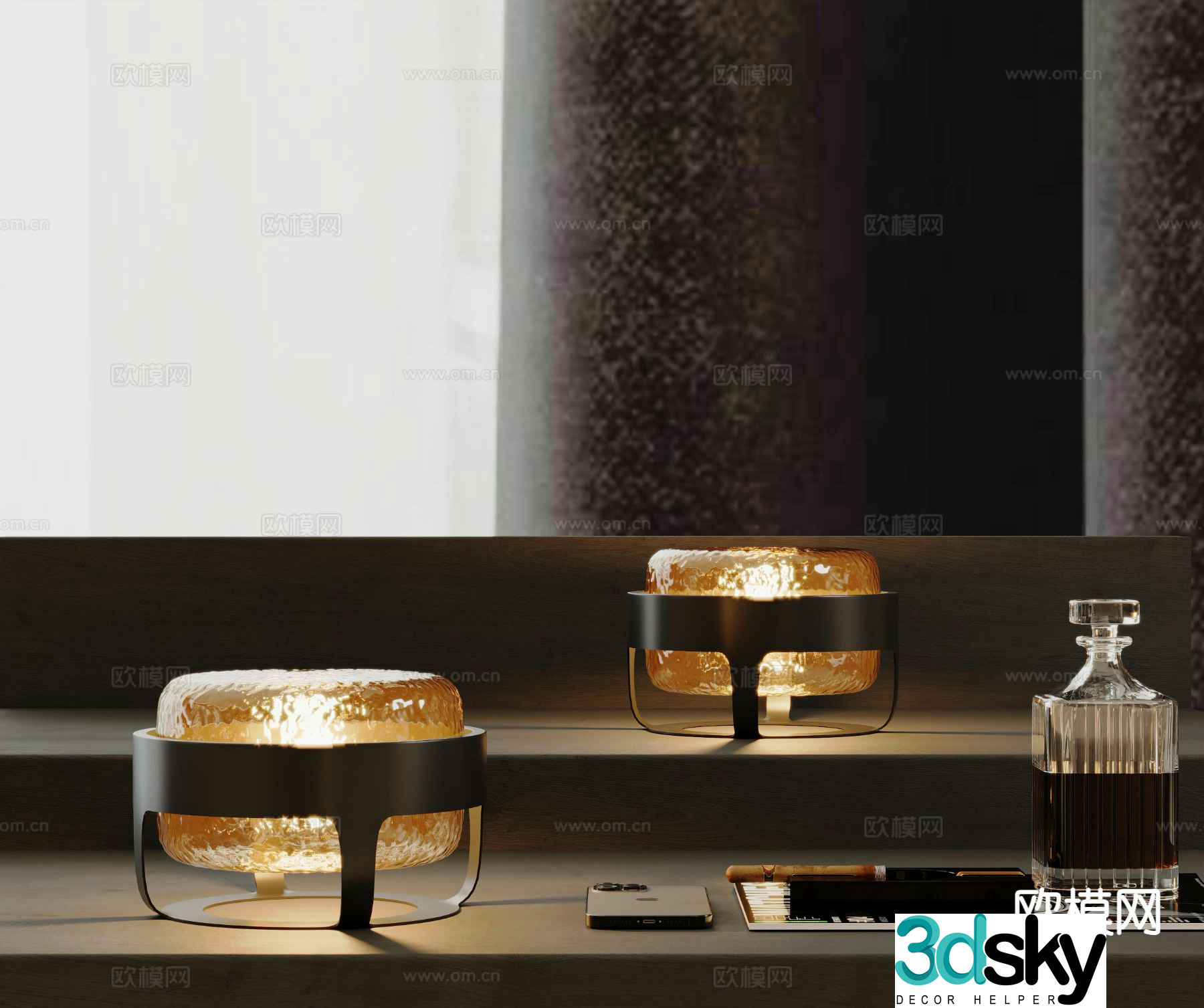 Light luxury desk lamp glass desk lamp 3d model