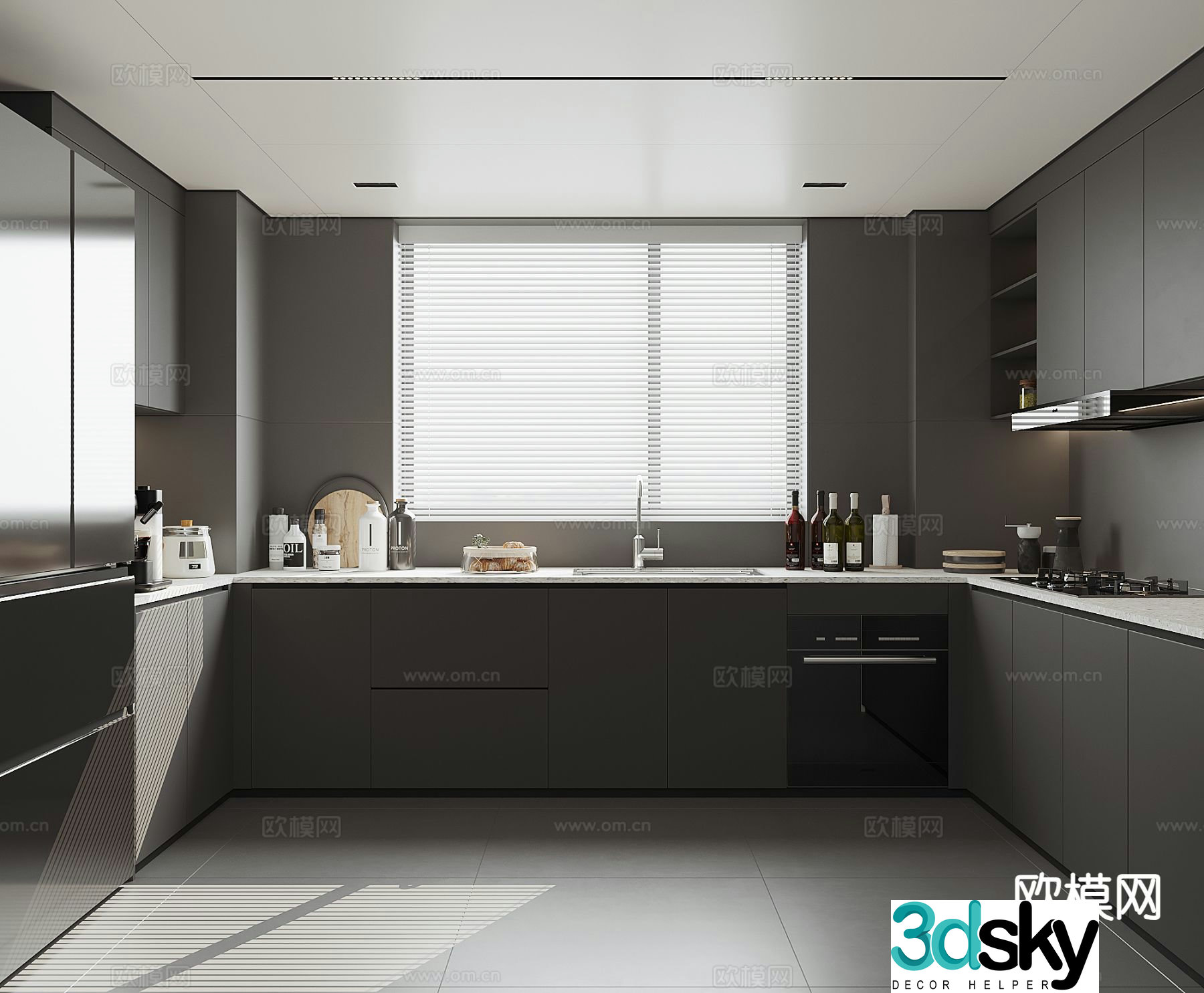 modern kitchen cabinet 3d model