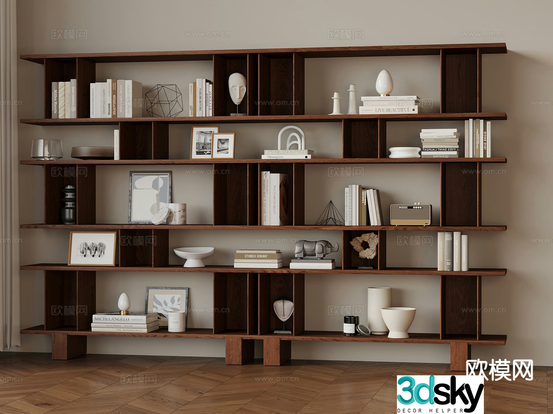 Medieval style bookcase bookshelf 3d model