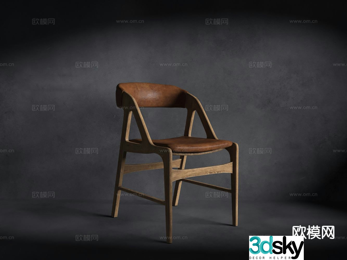 New Chinese style single chair solid wood chair tea chair leisure chair 3d model