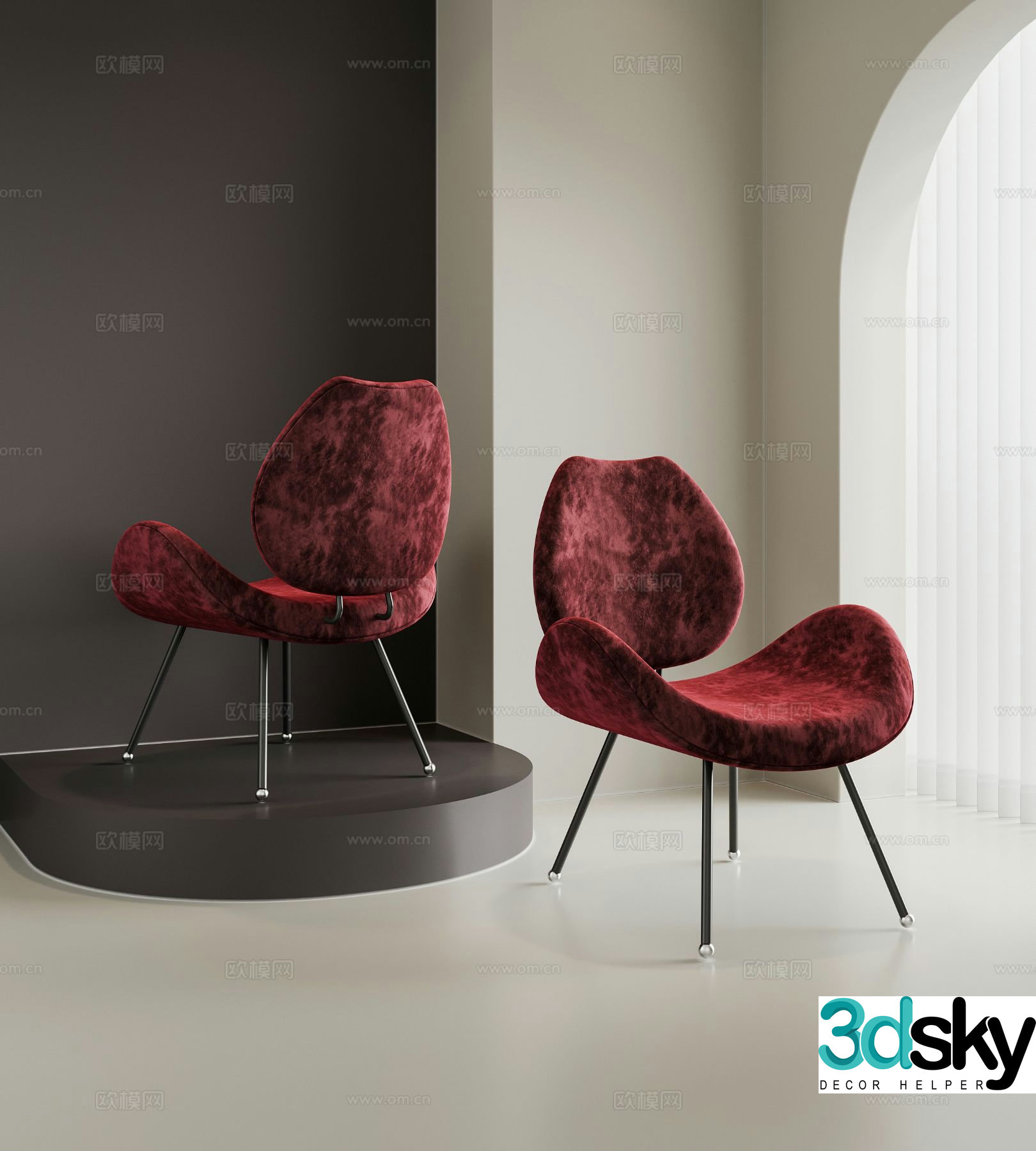 Modern leisure chair dining chair single chair chair 3d model