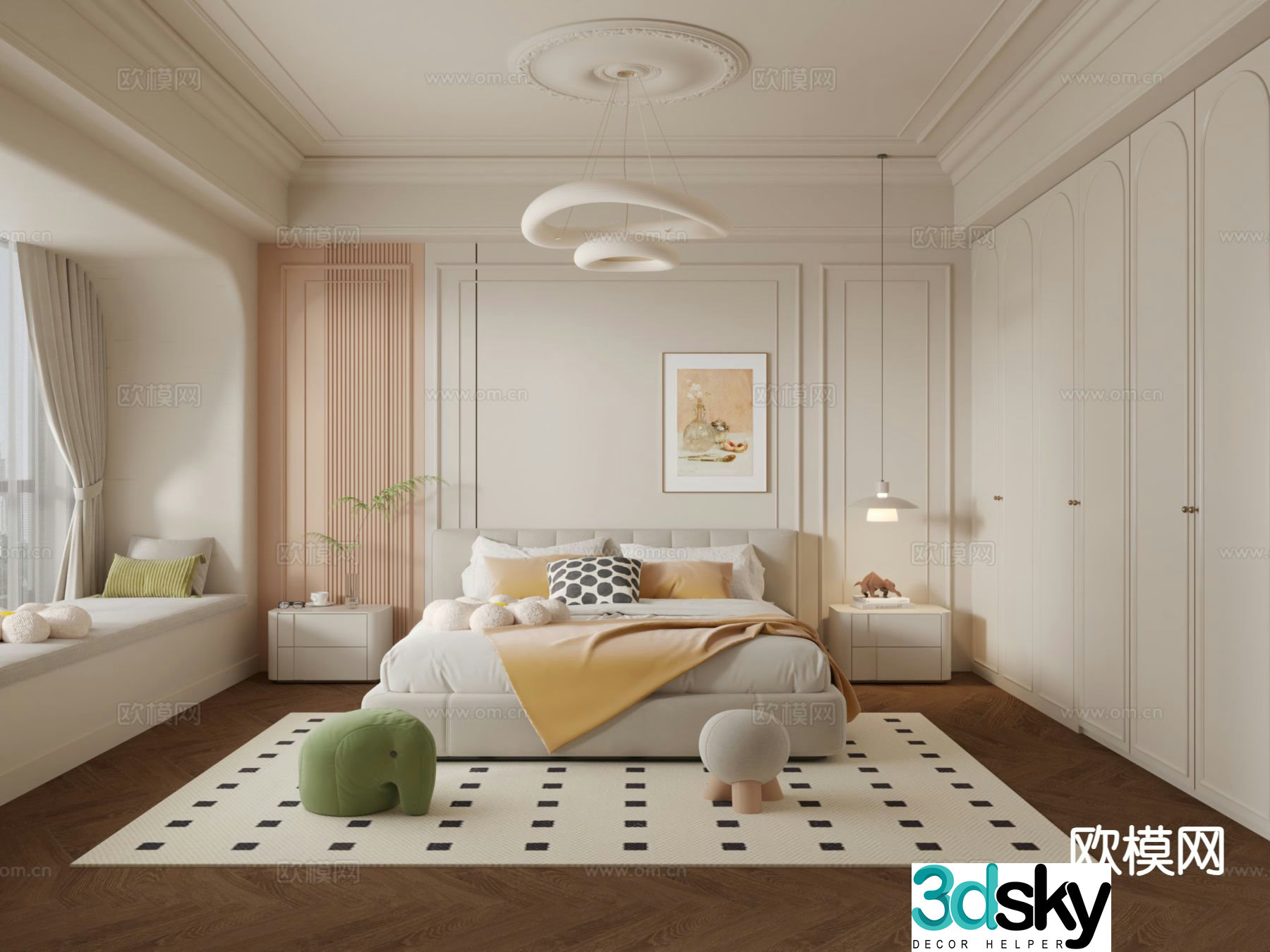 Cream style bedroom master bedroom 3d model
