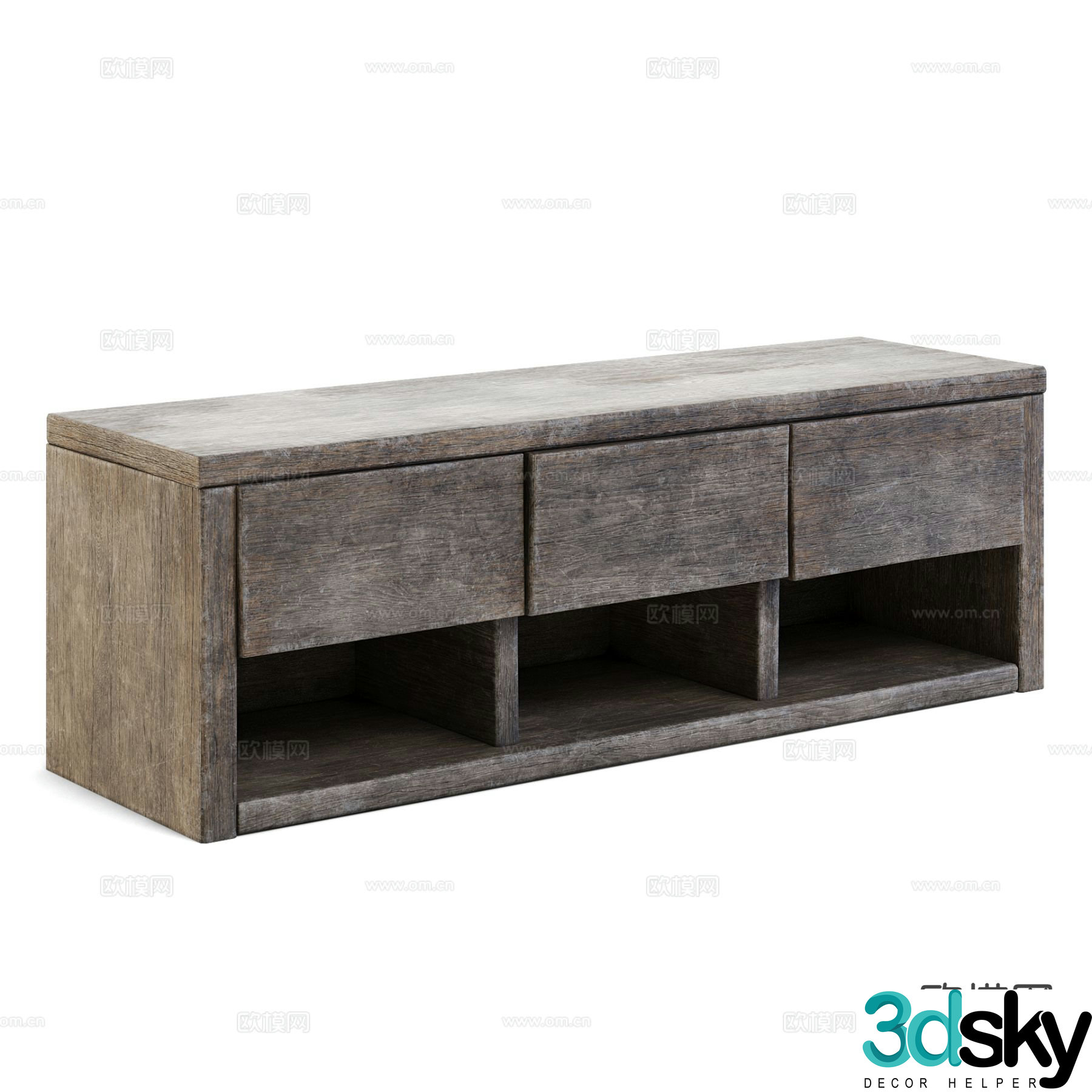 Wabi-sabi style TV cabinet old cabinet low cabinet side cabinet 3D model