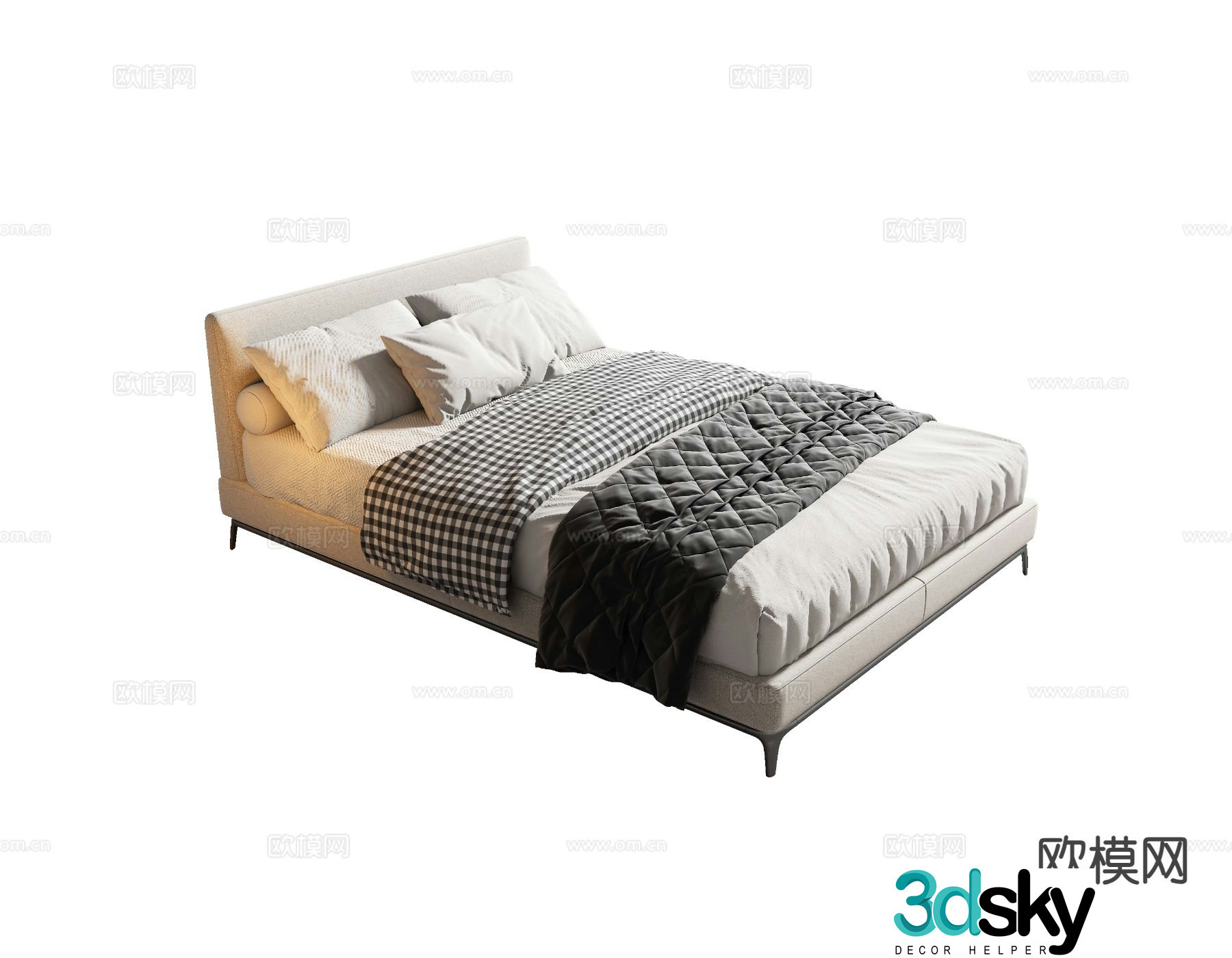 Modern single bed 3d model