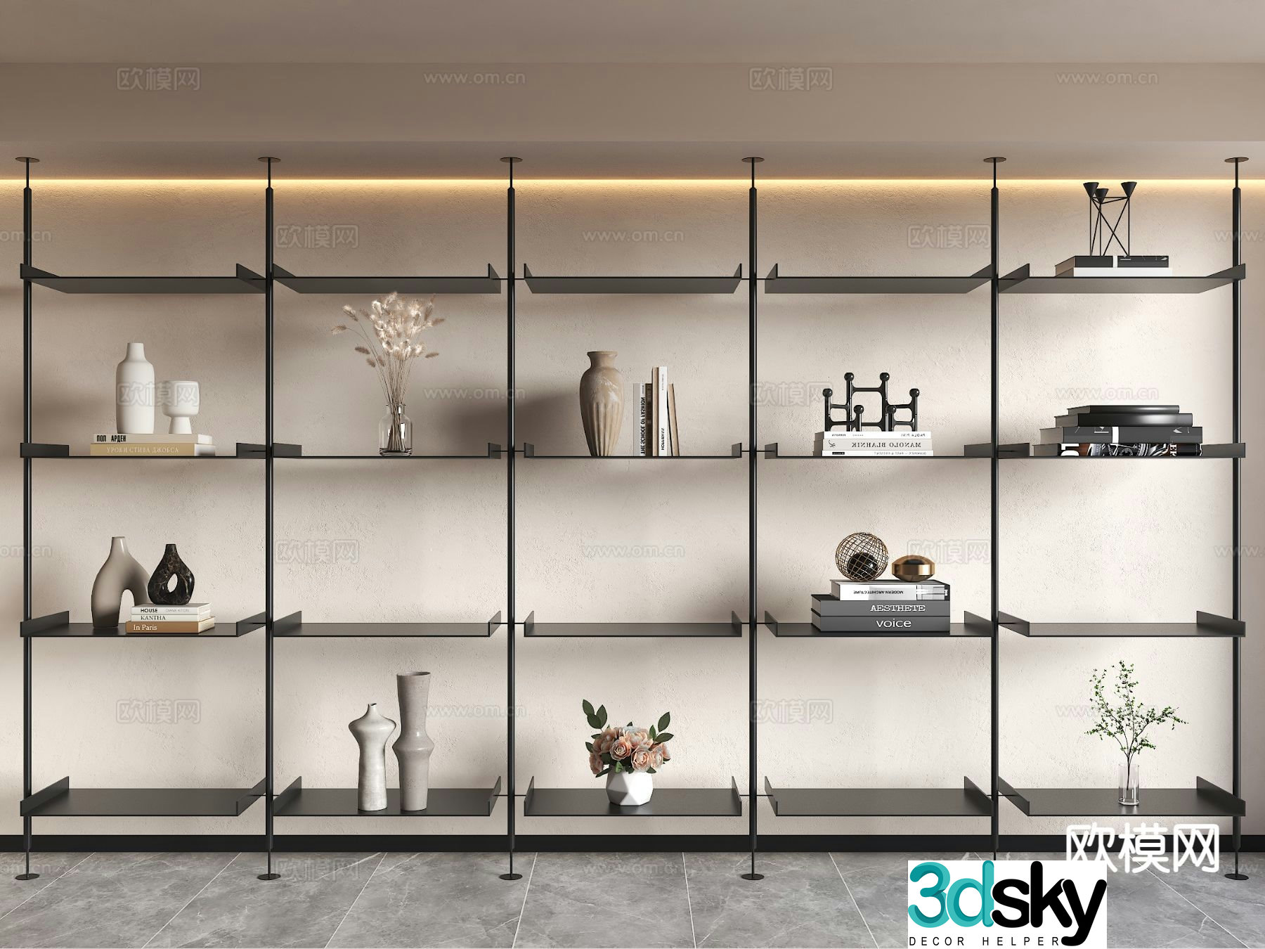 Modern bookshelf storage rack 3d model