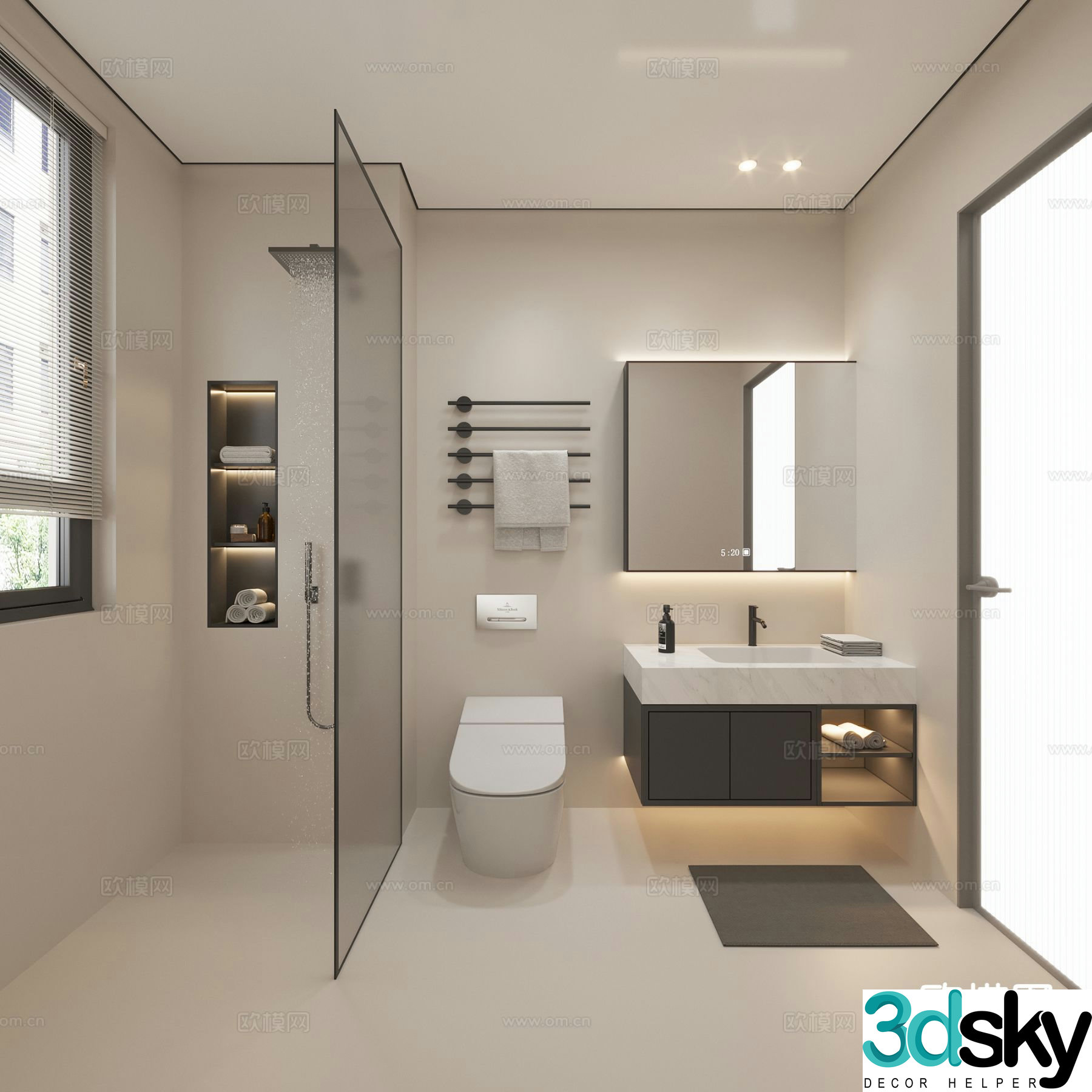 Cream style bathroom bathroom 3d model